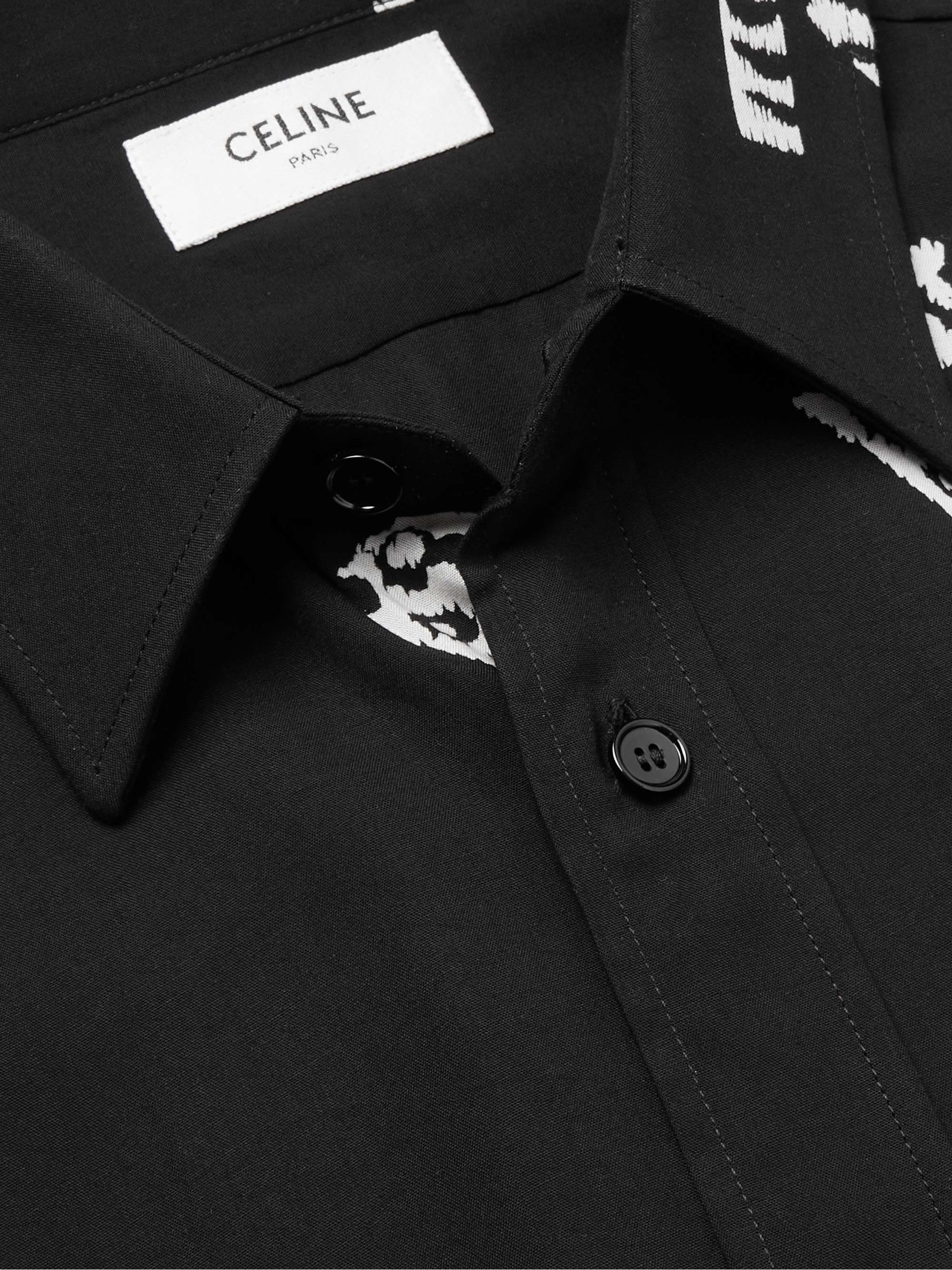 CELINE HOMME Slim-Fit Logo-Print Woven Shirt