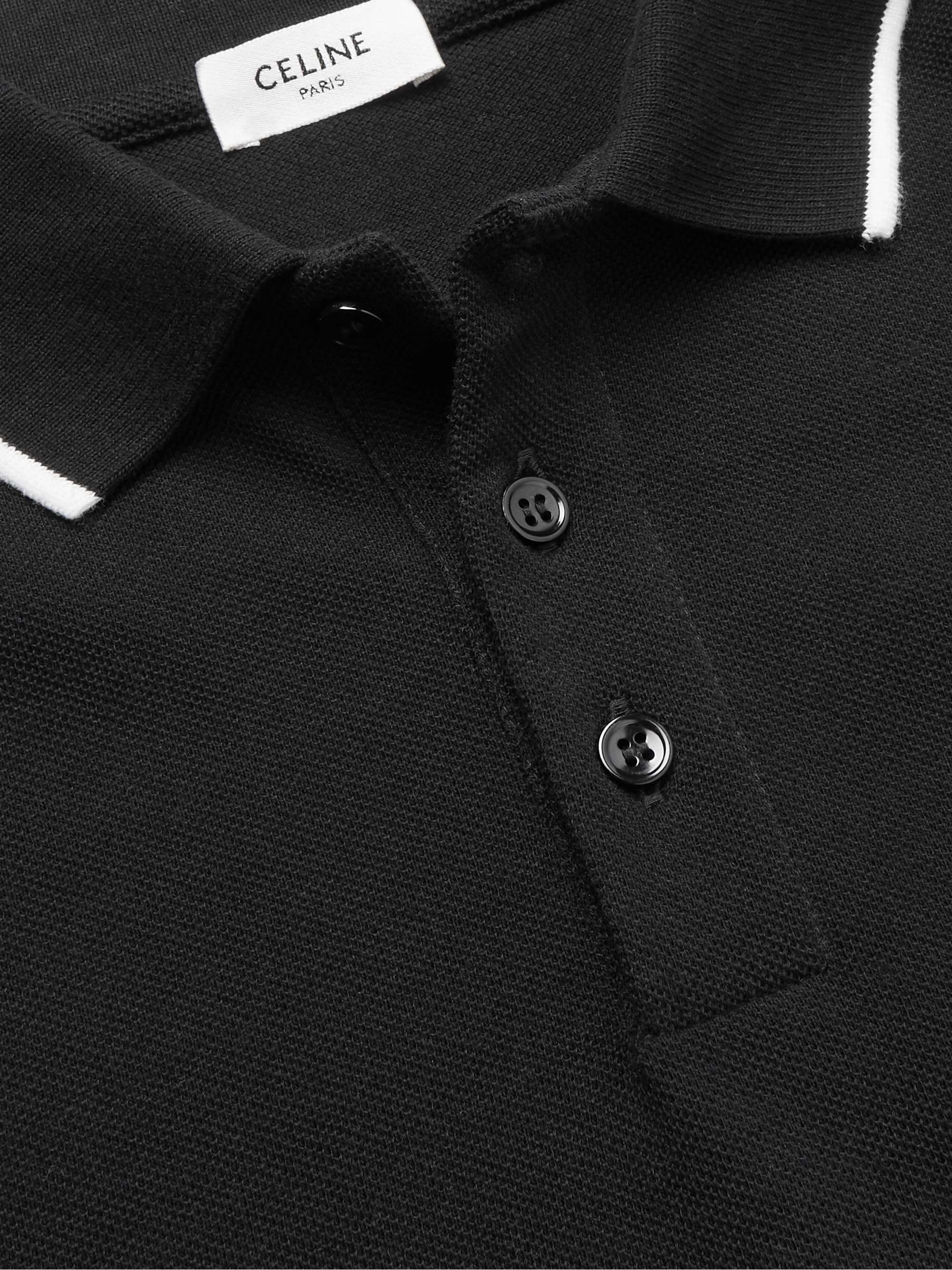 CELINE HOMME Logo-Embroidered Cotton-Piqué Polo Shirt