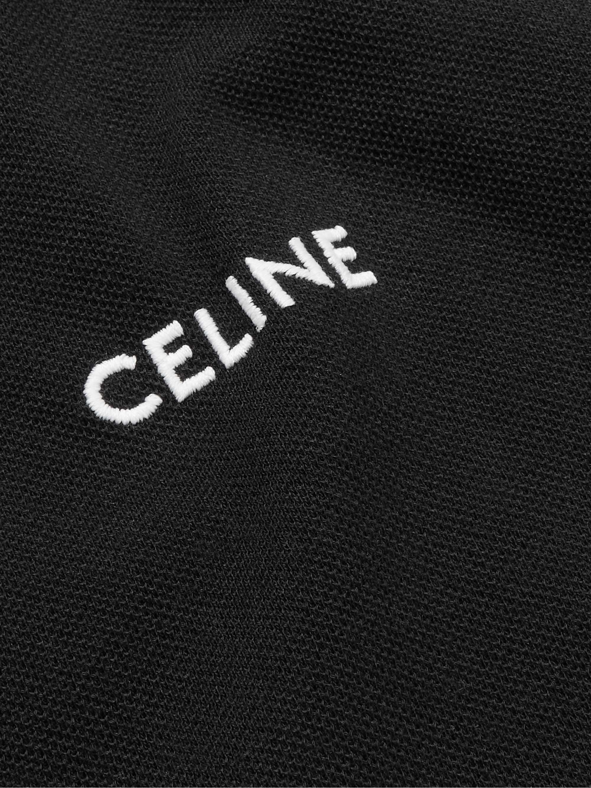 CELINE HOMME Logo-Embroidered Cotton-Piqué Polo Shirt