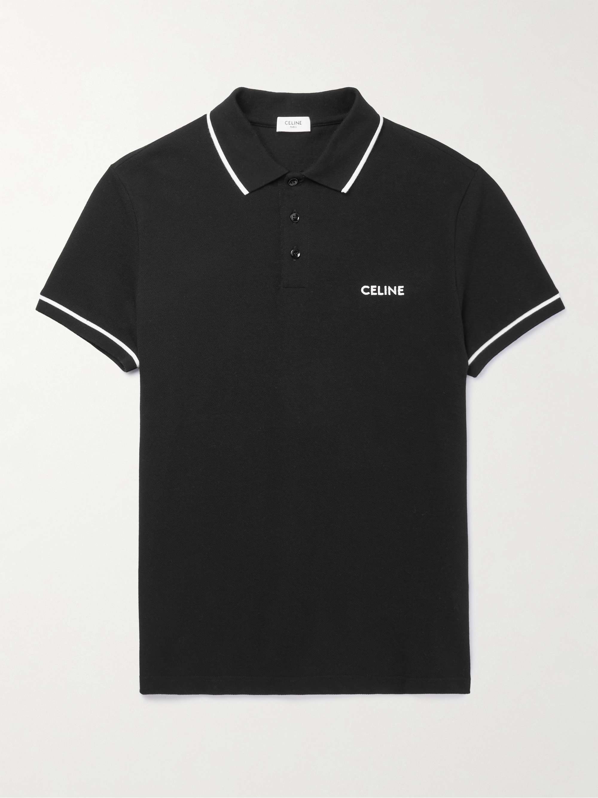 CELINE HOMME Logo-Embroidered Cotton-Piqué Polo Shirt