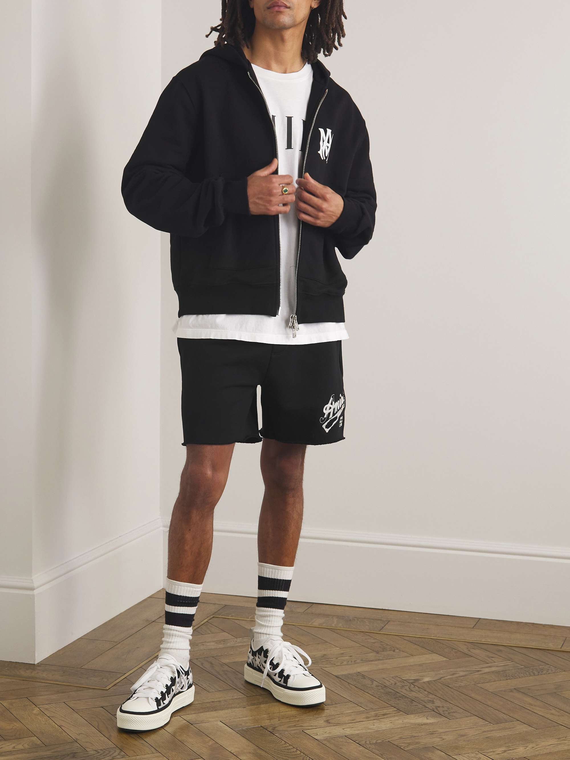 AMIRI Straight-Leg Logo-Embroidered Cotton-Jersey Shorts