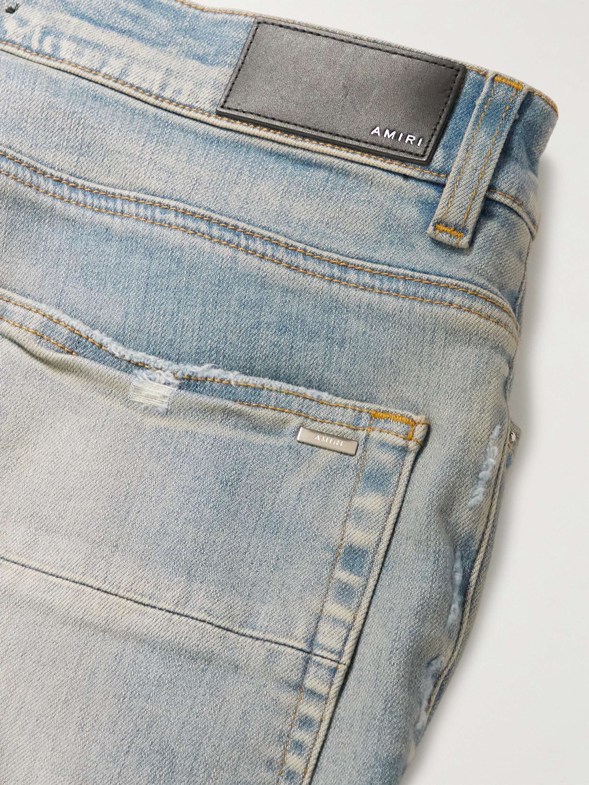 AMIRI Varsity Skinny-Fit Leather-Appliquéd Jeans