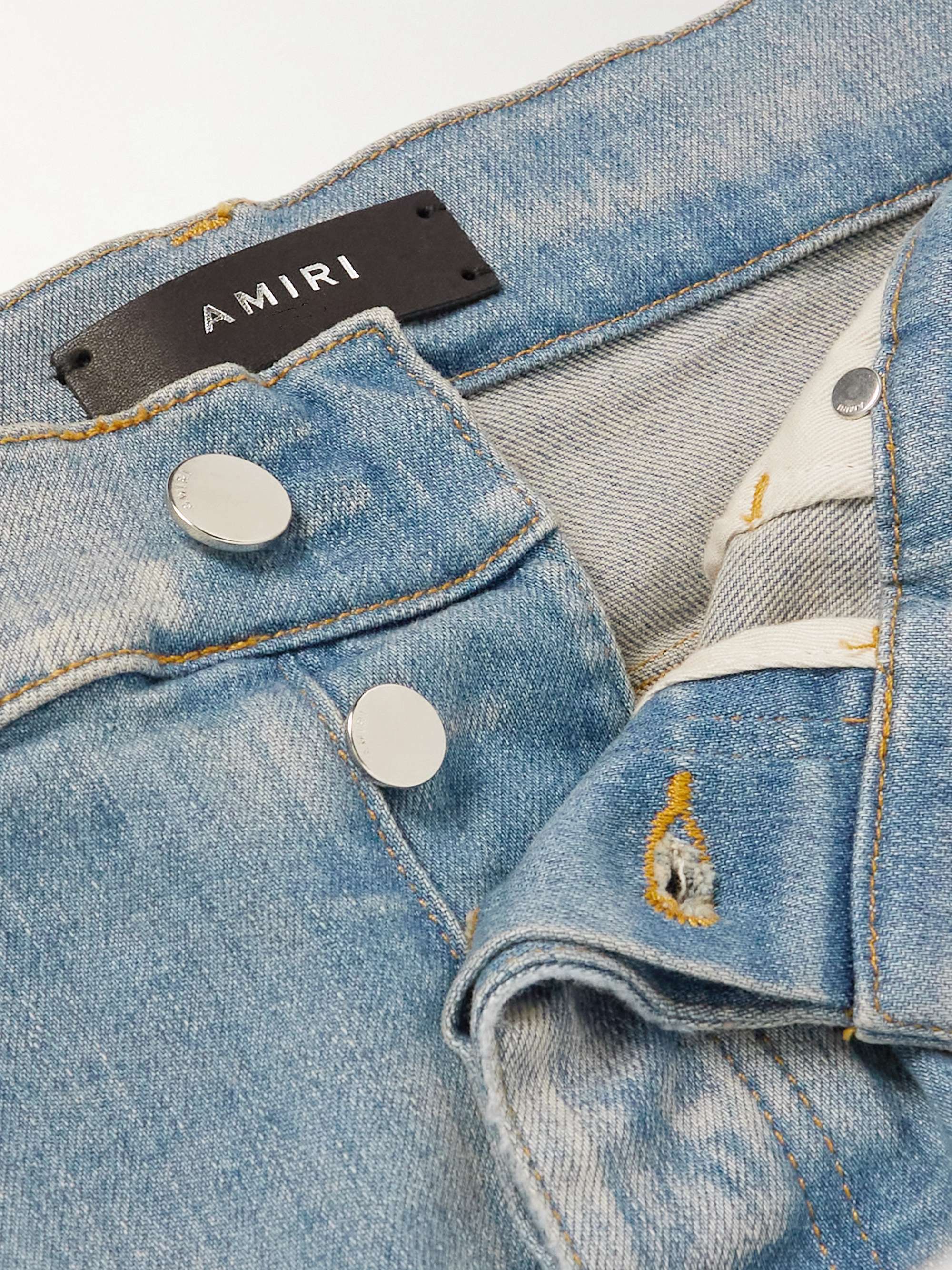AMIRI Varsity Skinny-Fit Leather-Appliquéd Jeans