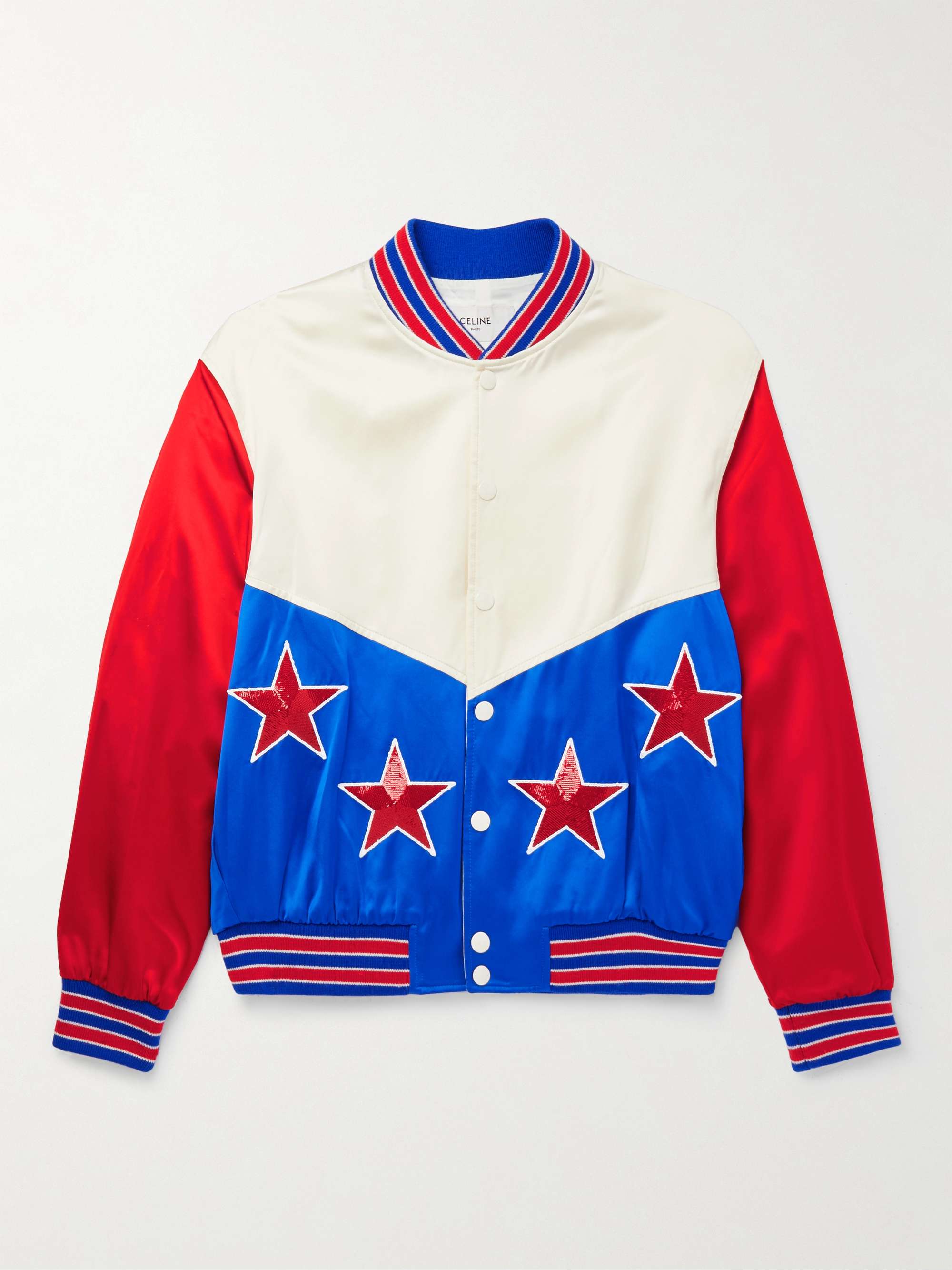 Blue Panelled Varsity Jacket