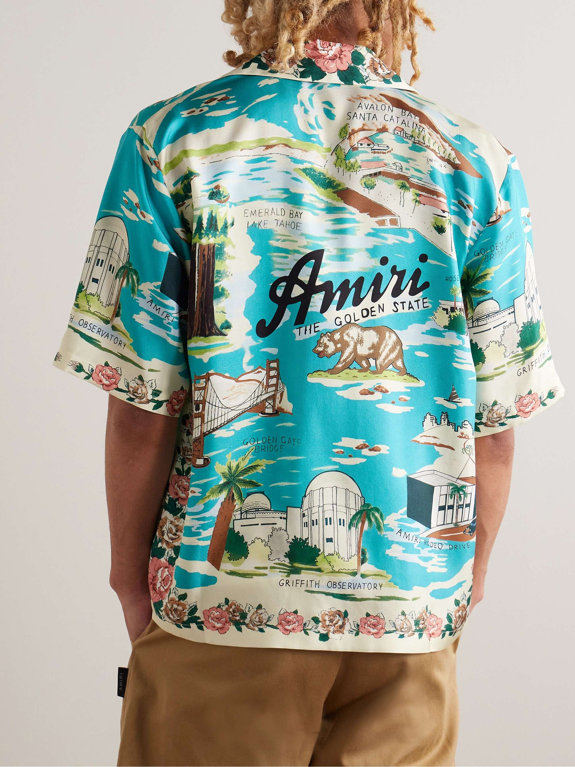 AMIRI Convertible-Collar Printed Silk-Twill Shirt