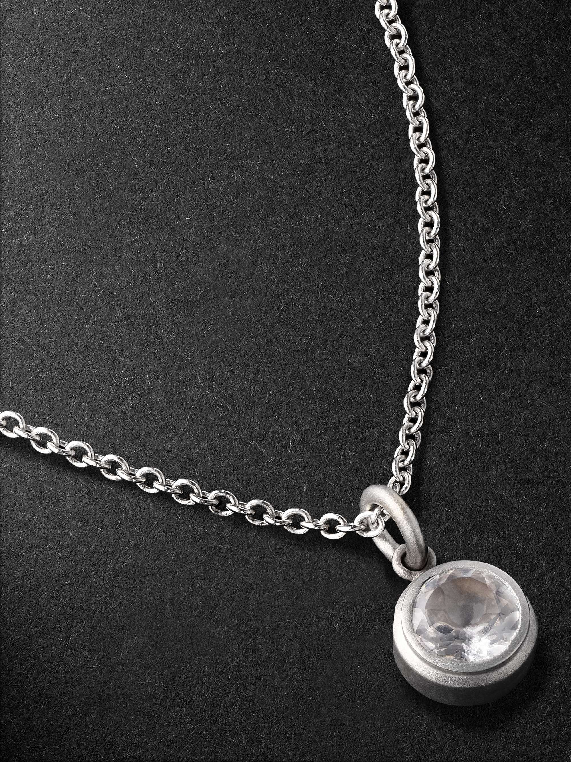 42 SUNS Medium 14-Karat White Gold Topaz Pendant Necklace