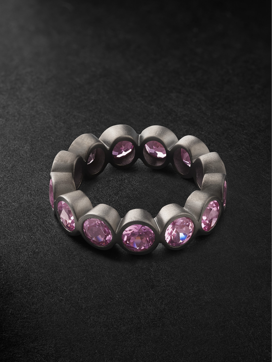 Shop 42 Suns Small 14-karat Blackened Gold Laboratory-grown Sapphire Eternity Ring In Pink