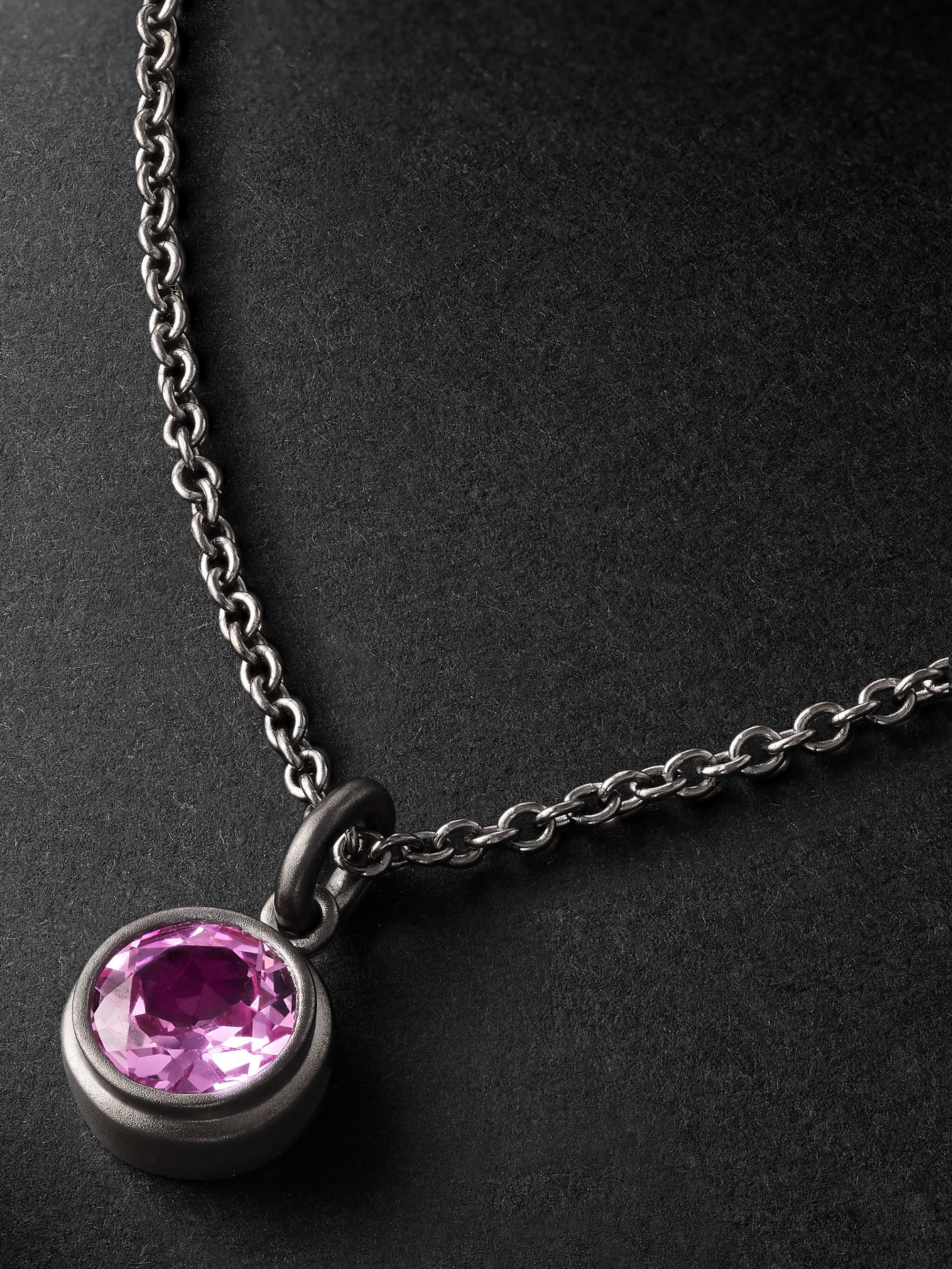 42 SUNS Medium Blackened 14-Karat Gold Laboratory-Grown Sapphire Pendant Necklace