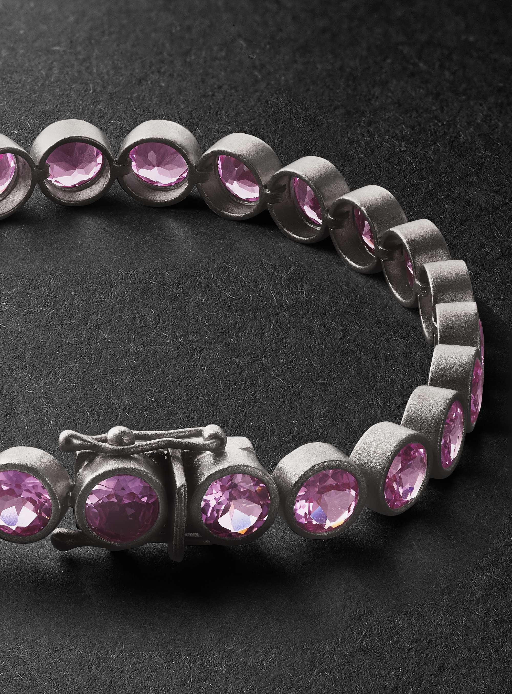 42 SUNS Medium 14-Karat Blackened Gold Laboratory-Grown Sapphire Bracelet