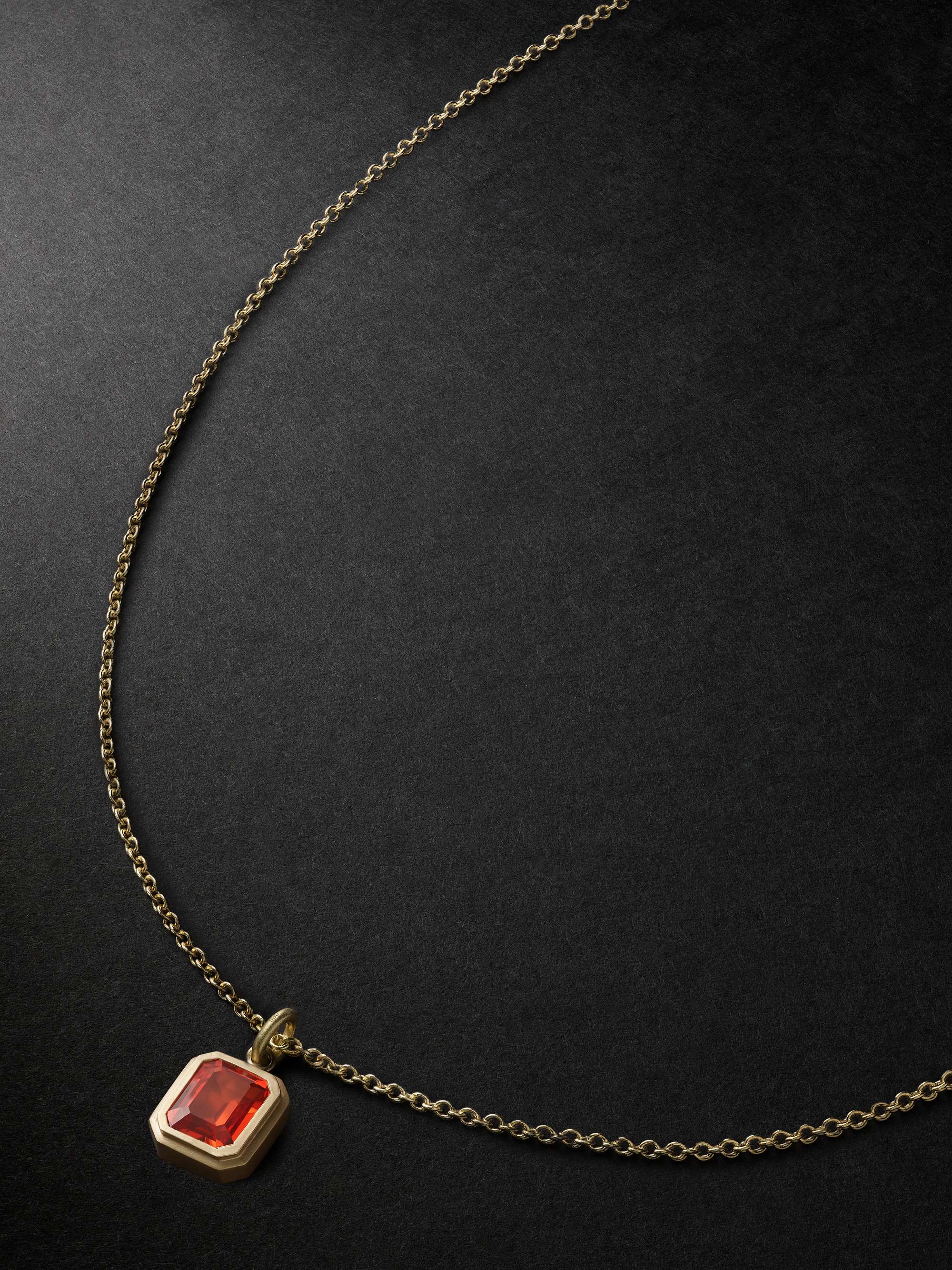 42 SUNS Large 14-Karat Gold Laboratory-Grown Sapphire Necklace