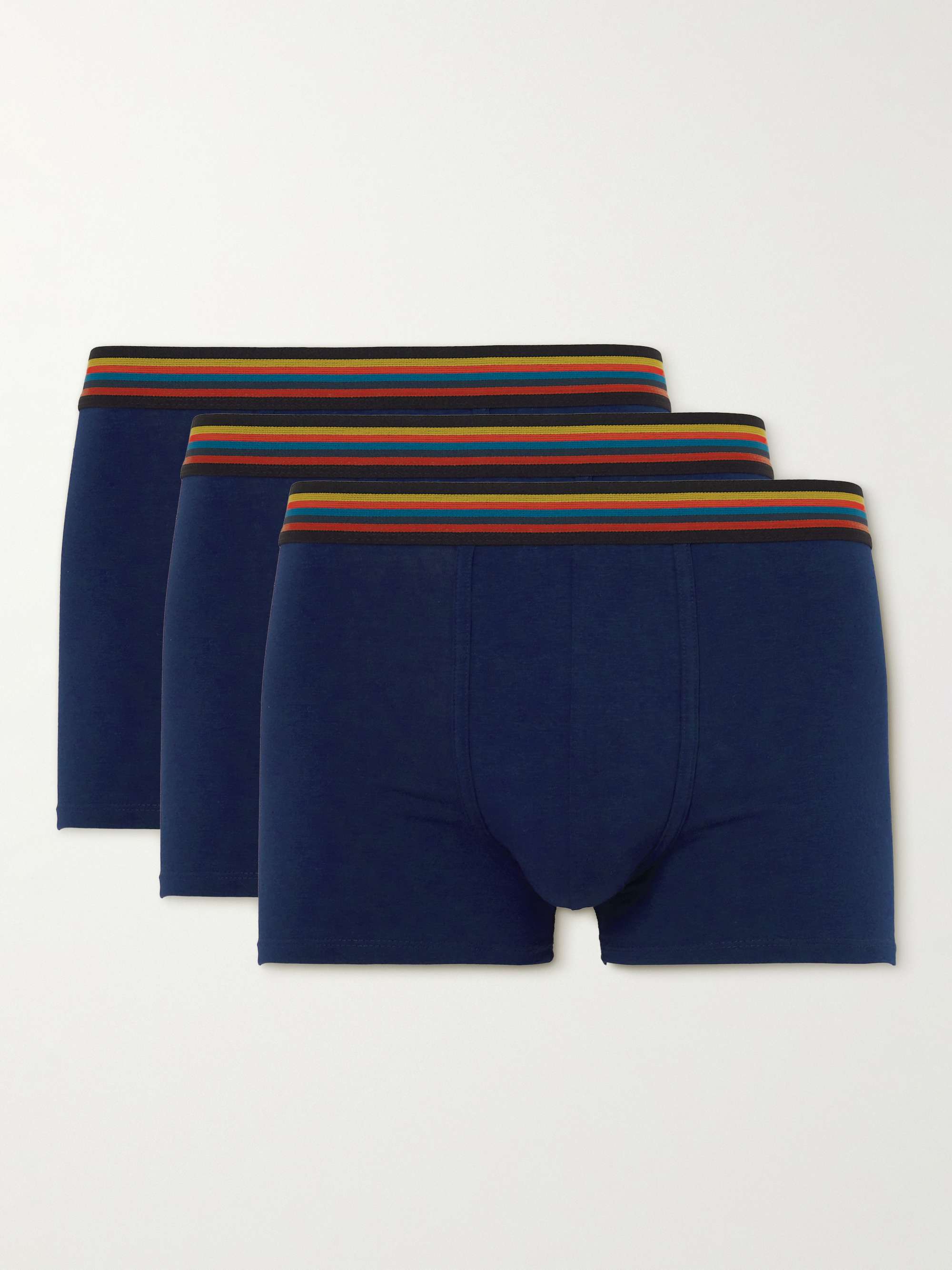 PAUL SMITH Three-Pack Striped Stretch-Cotton Boxer Briefs