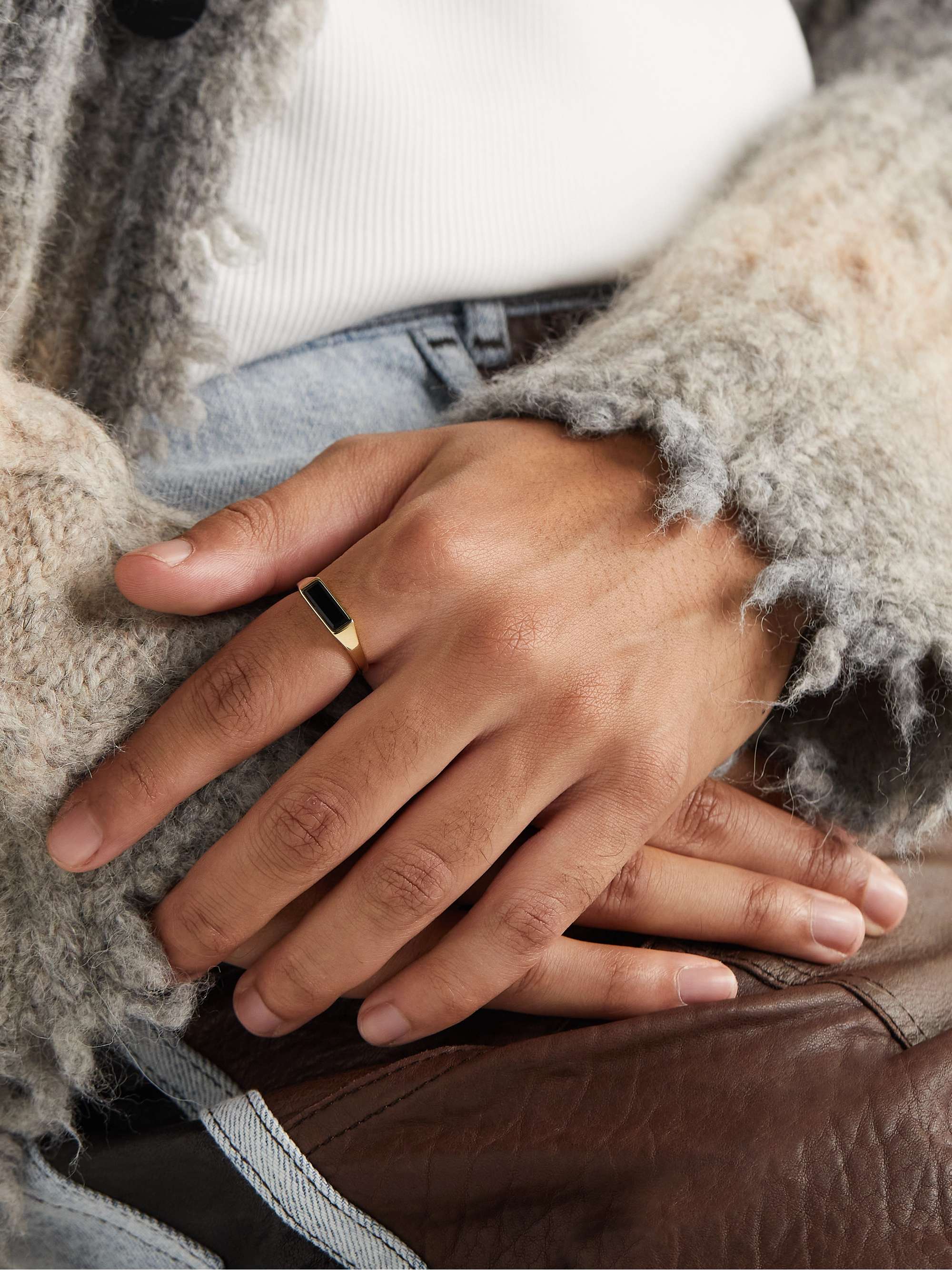 MIANSAI Thin Lennox Gold Vermeil Onyx Ring