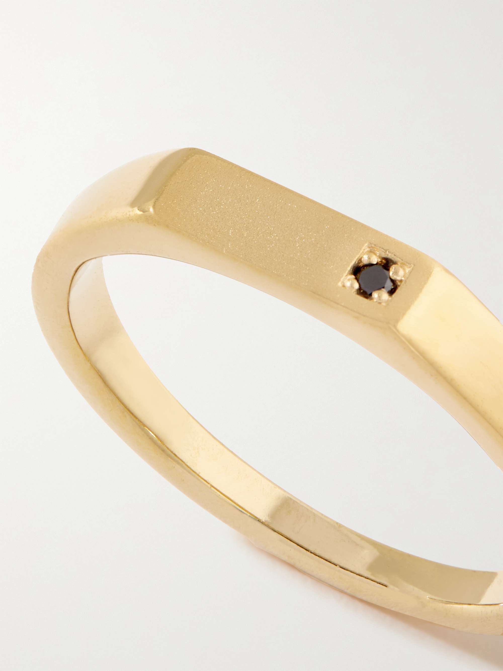 MIANSAI Thin Geo Gold Vermeil Black Diamond Ring