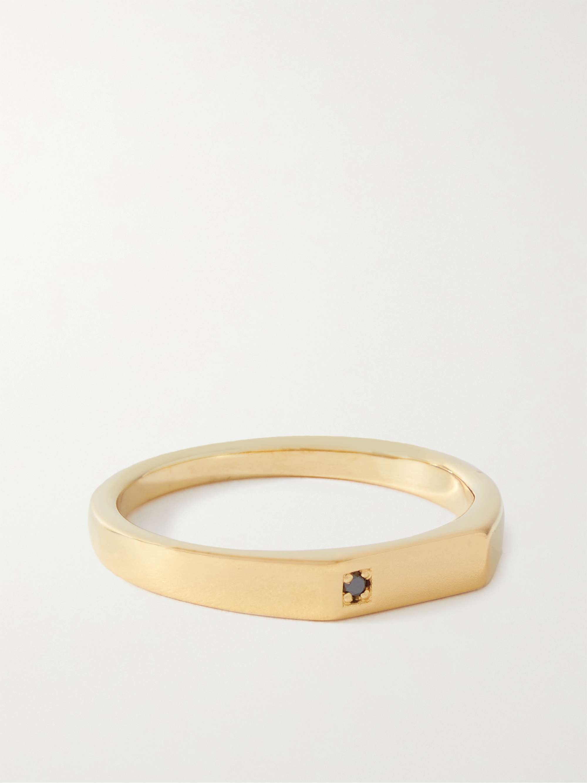 MIANSAI Thin Geo Gold Vermeil Black Diamond Ring