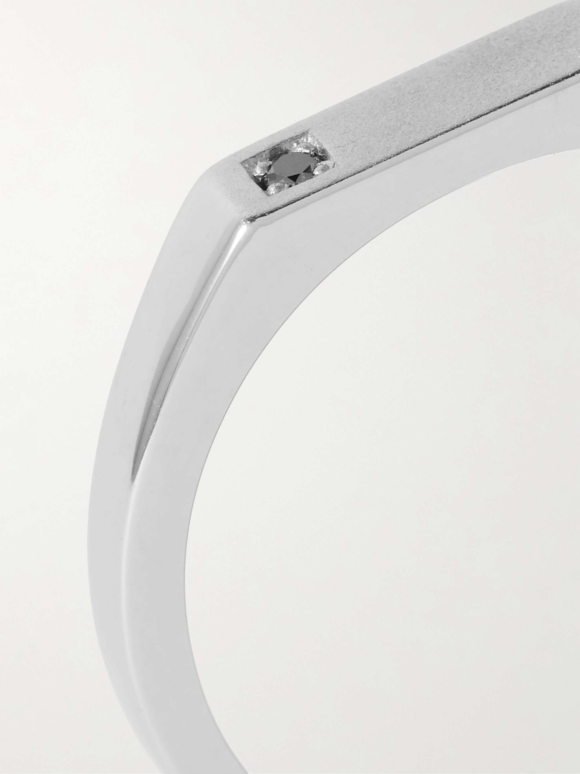 MIANSAI Thin Geo Sterling Silver Blackened Diamond Ring
