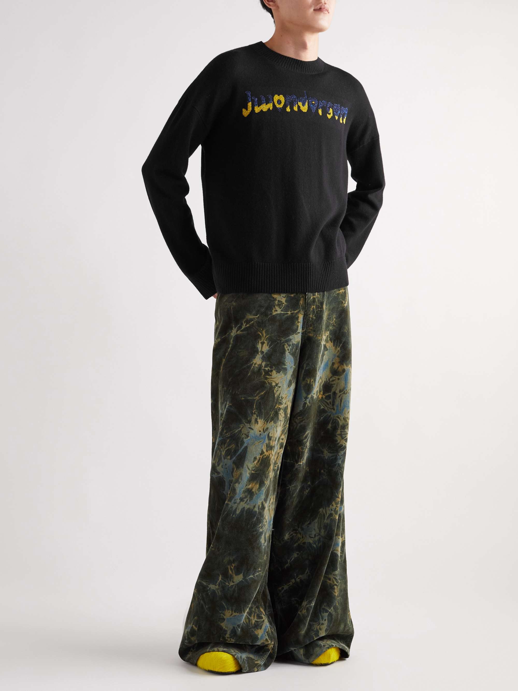 JW ANDERSON Run Hany Metallic Logo-intarsia Wool-Blend Sweater