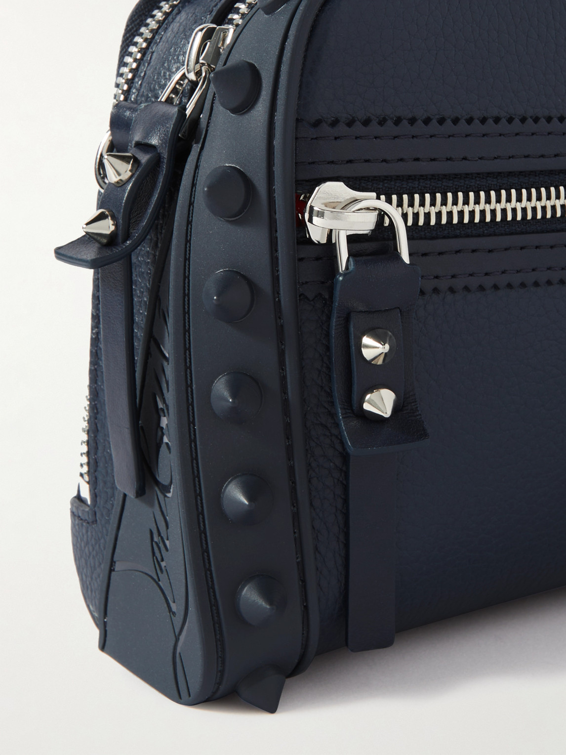 Shop Christian Louboutin Loubitown Spiked Full-grain Leather Messenger Bag In Blue