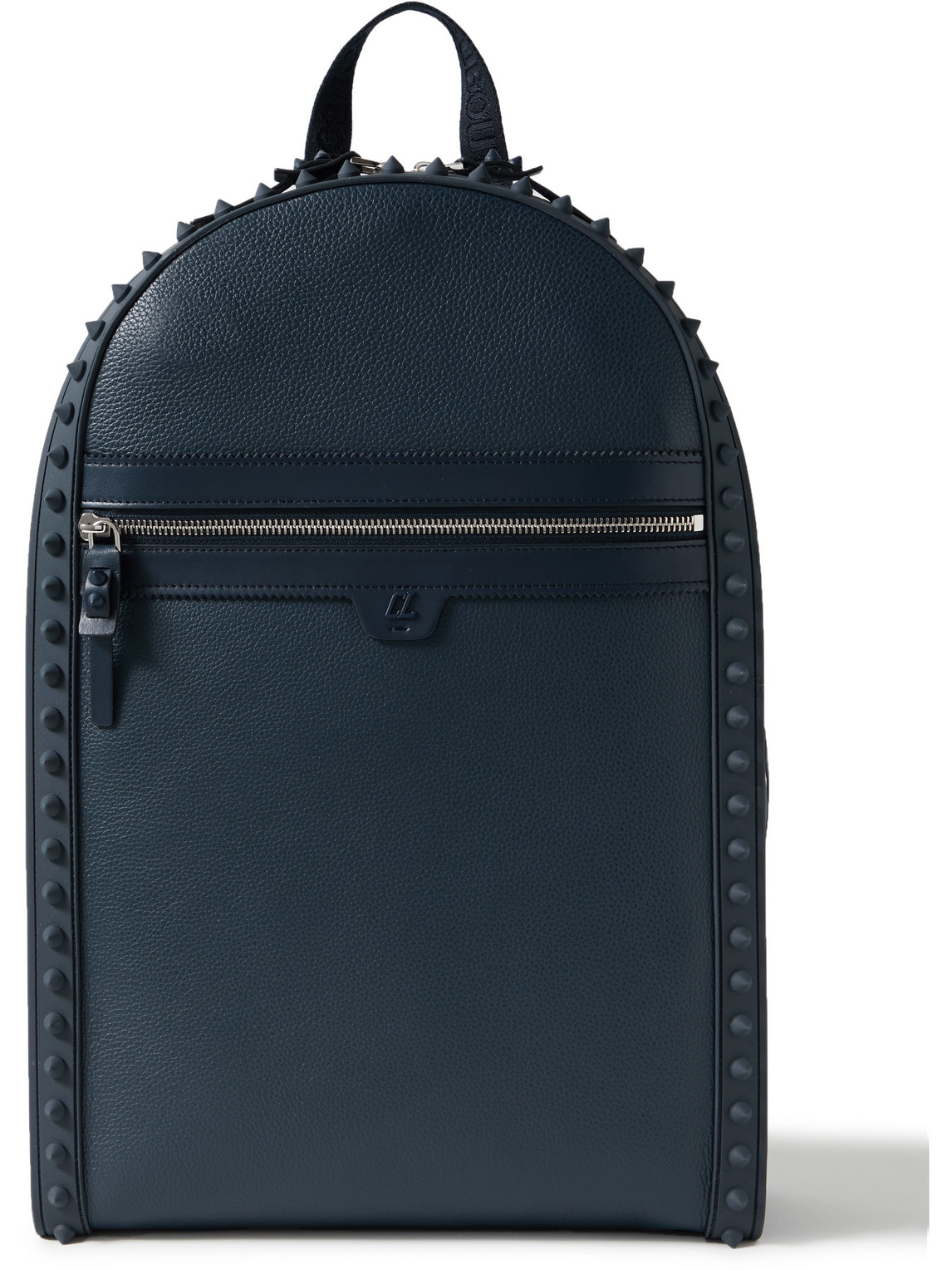 Backparis Spiked Rubber-Trimmed Full-Grain Leather Backpack