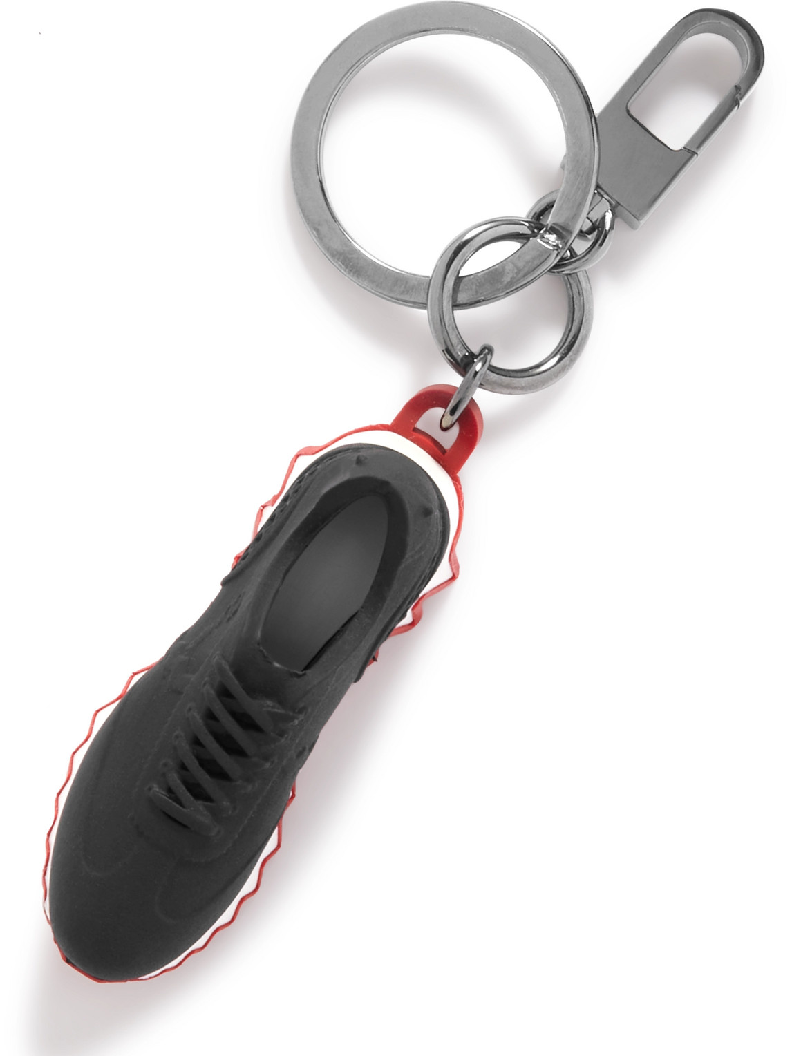 Christian Louboutin Loubishark Rubber And Silver-tone Keyring In Black