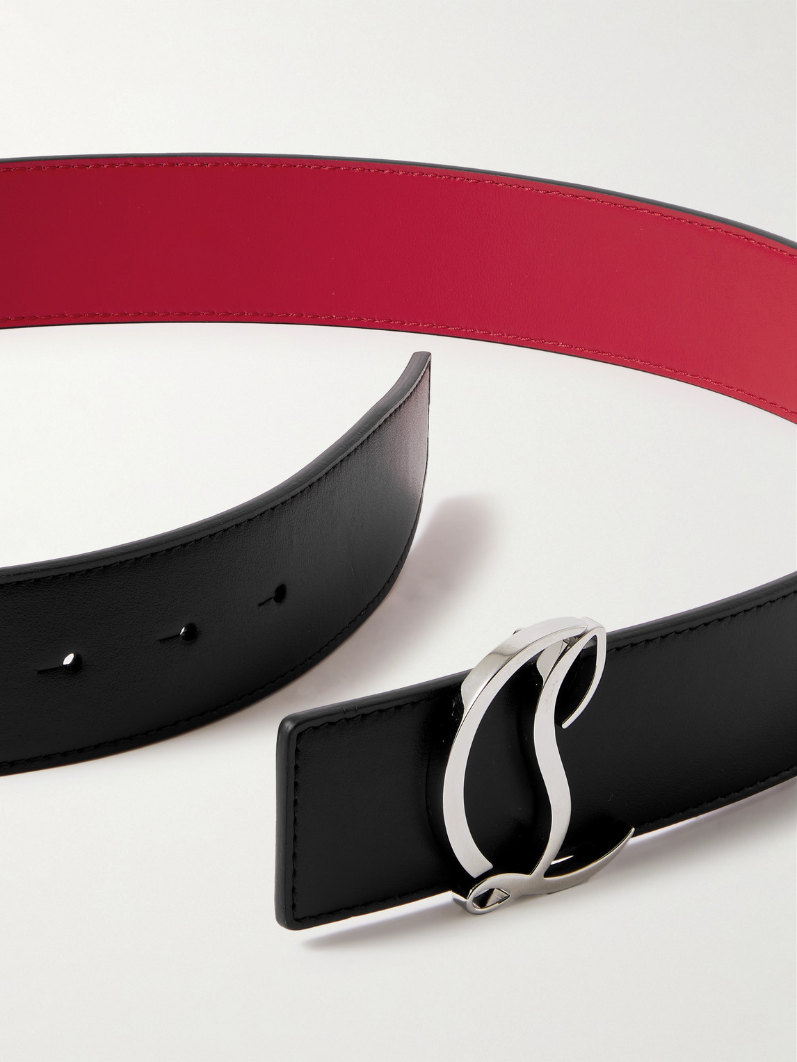 Shop Christian Louboutin 4cm Leather Belt In Black