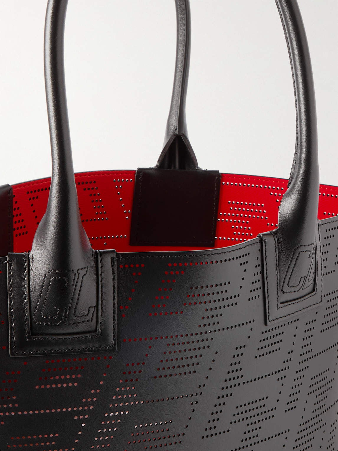 Shop Christian Louboutin Cabalou Perforated Leather Tote Bag In Black