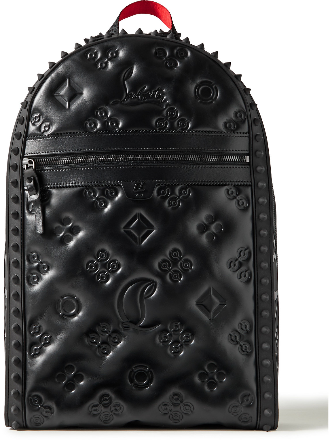 Christian Louboutin Backparis Studded Logo-debossed Leather Backpack In Black