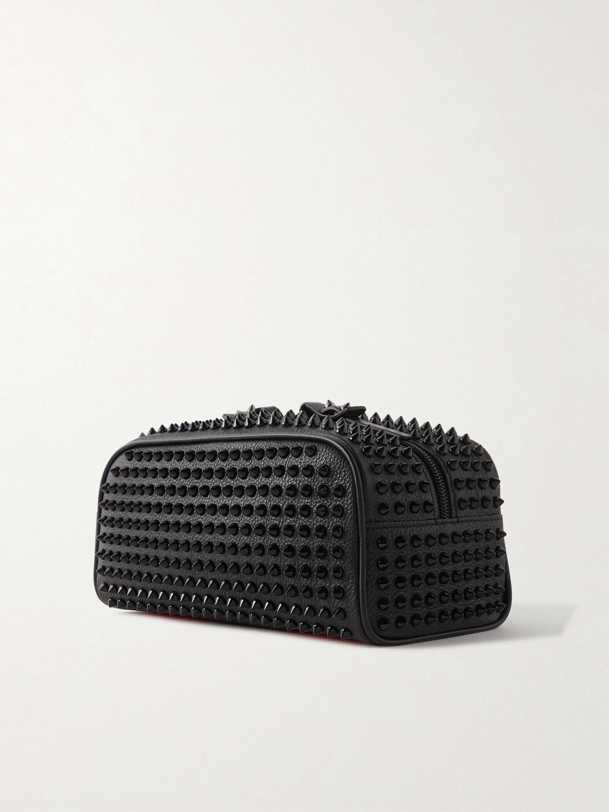 CHRISTIAN LOUBOUTIN Studded Full-Grain Leather Wash Bag for Men