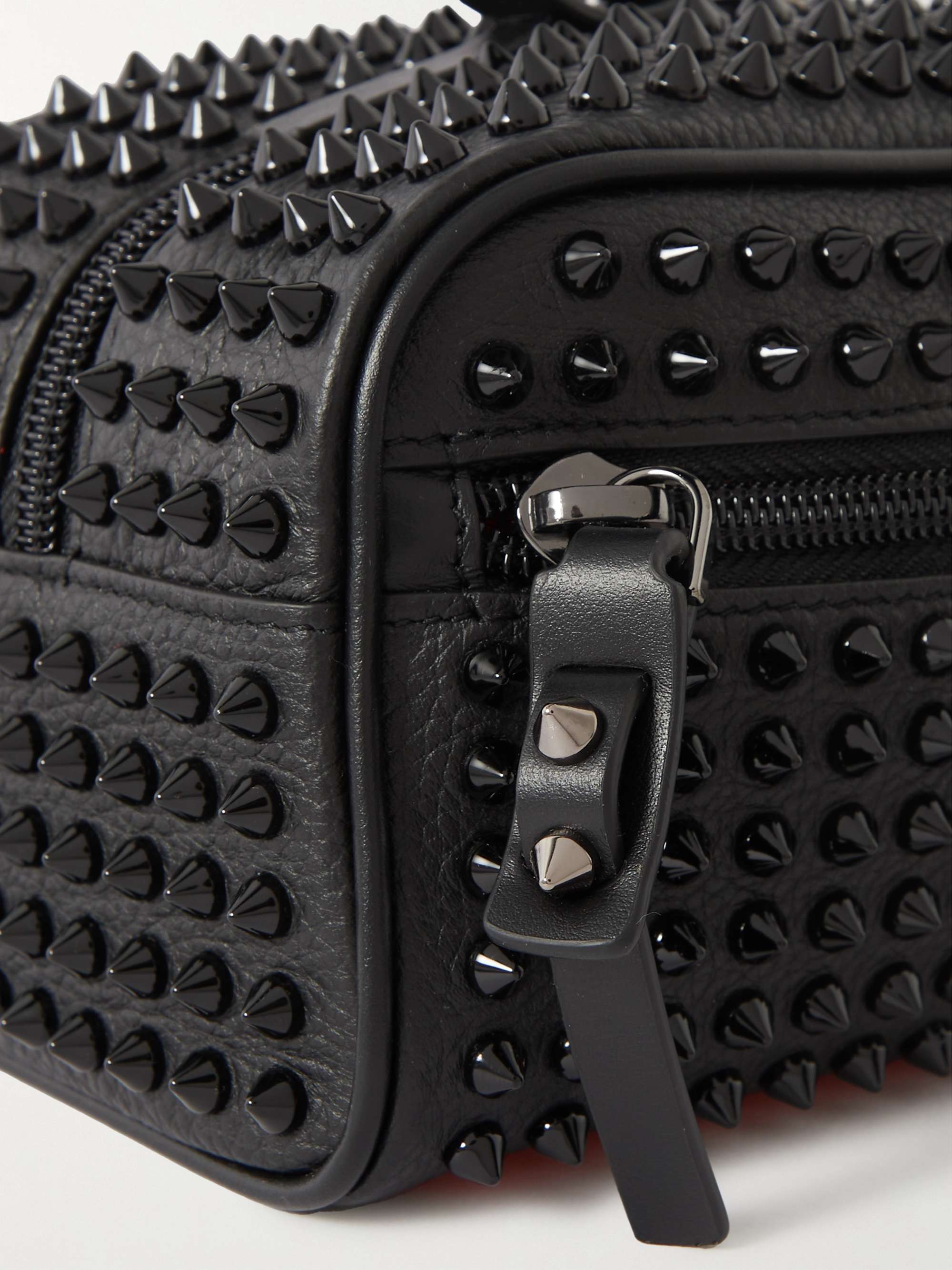 CHRISTIAN LOUBOUTIN Studded Full-Grain Leather Wash Bag for Men