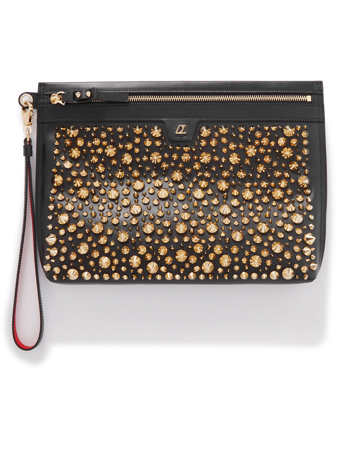Christian Louboutin City Studded Leather Pouch In Black