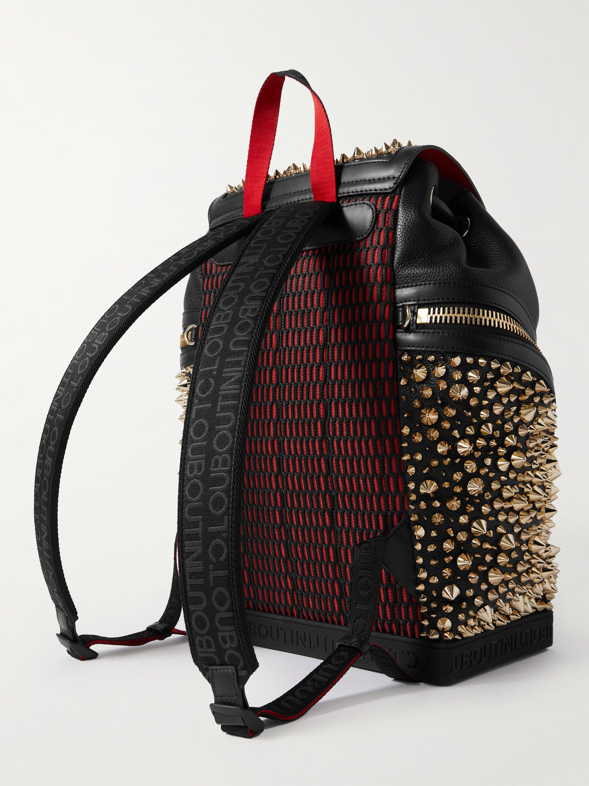 Shop Christian Louboutin Explorafunk Studded Full-grain Leather Backpack In Black