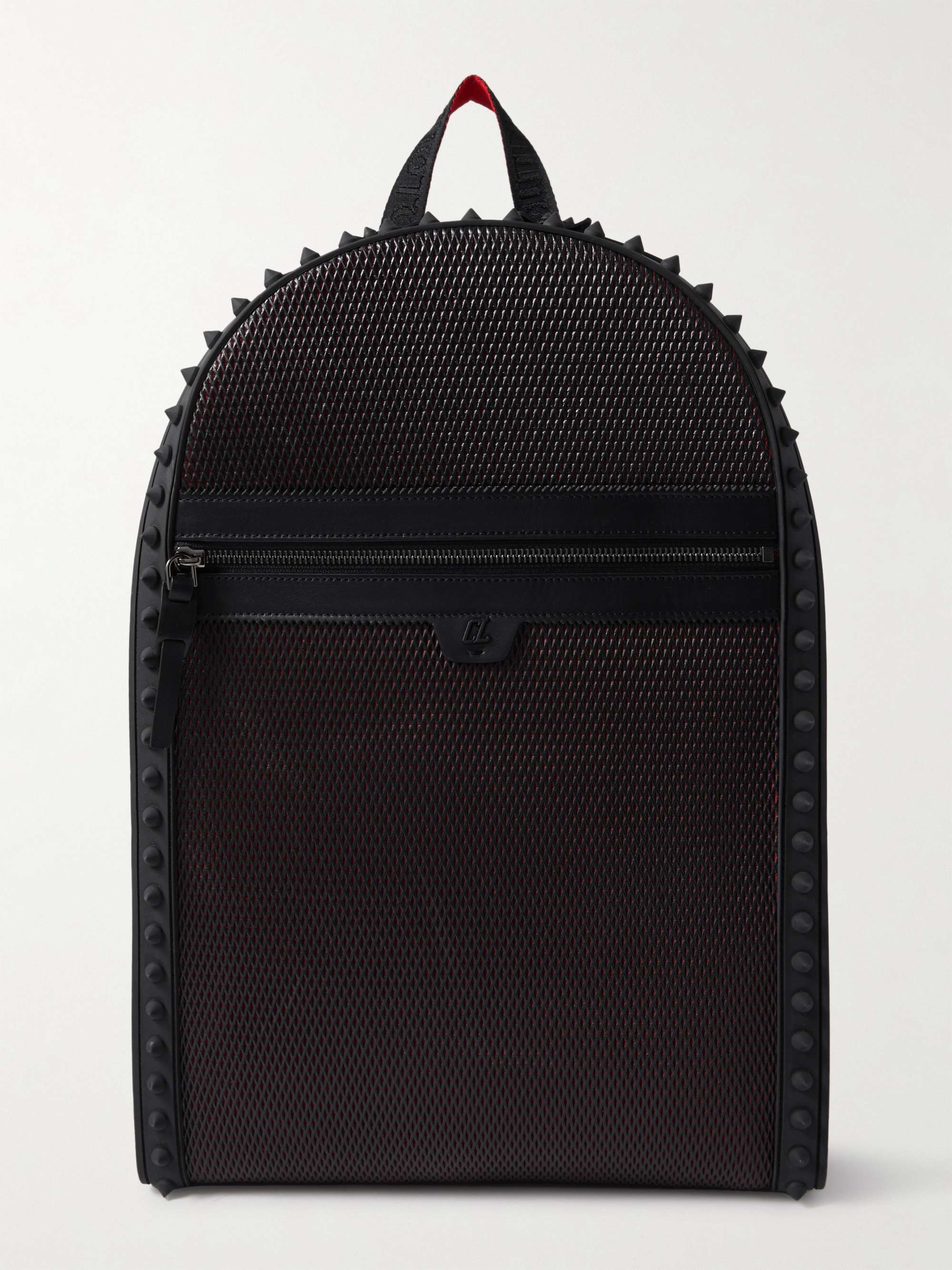 CHRISTIAN LOUBOUTIN Backparis Spiked Rubber-Trimmed Mesh Backpack