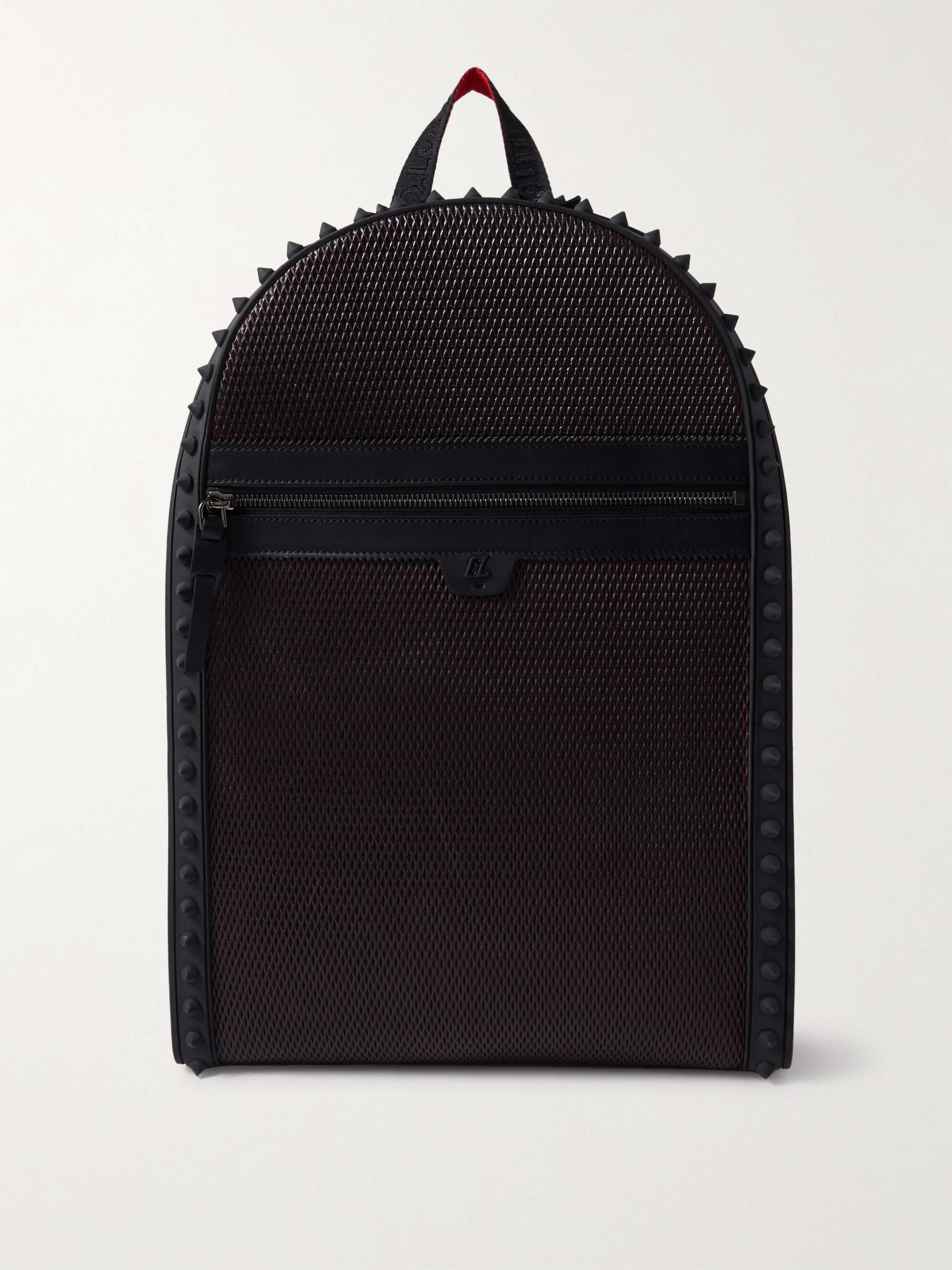 CHRISTIAN LOUBOUTIN Backparis Spiked Rubber-Trimmed Mesh Backpack