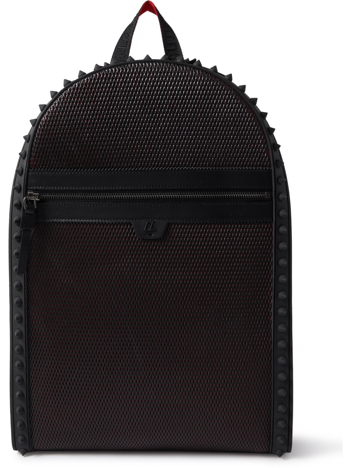 Christian Louboutin Backparis Spiked Rubber-trimmed Mesh Backpack In Black