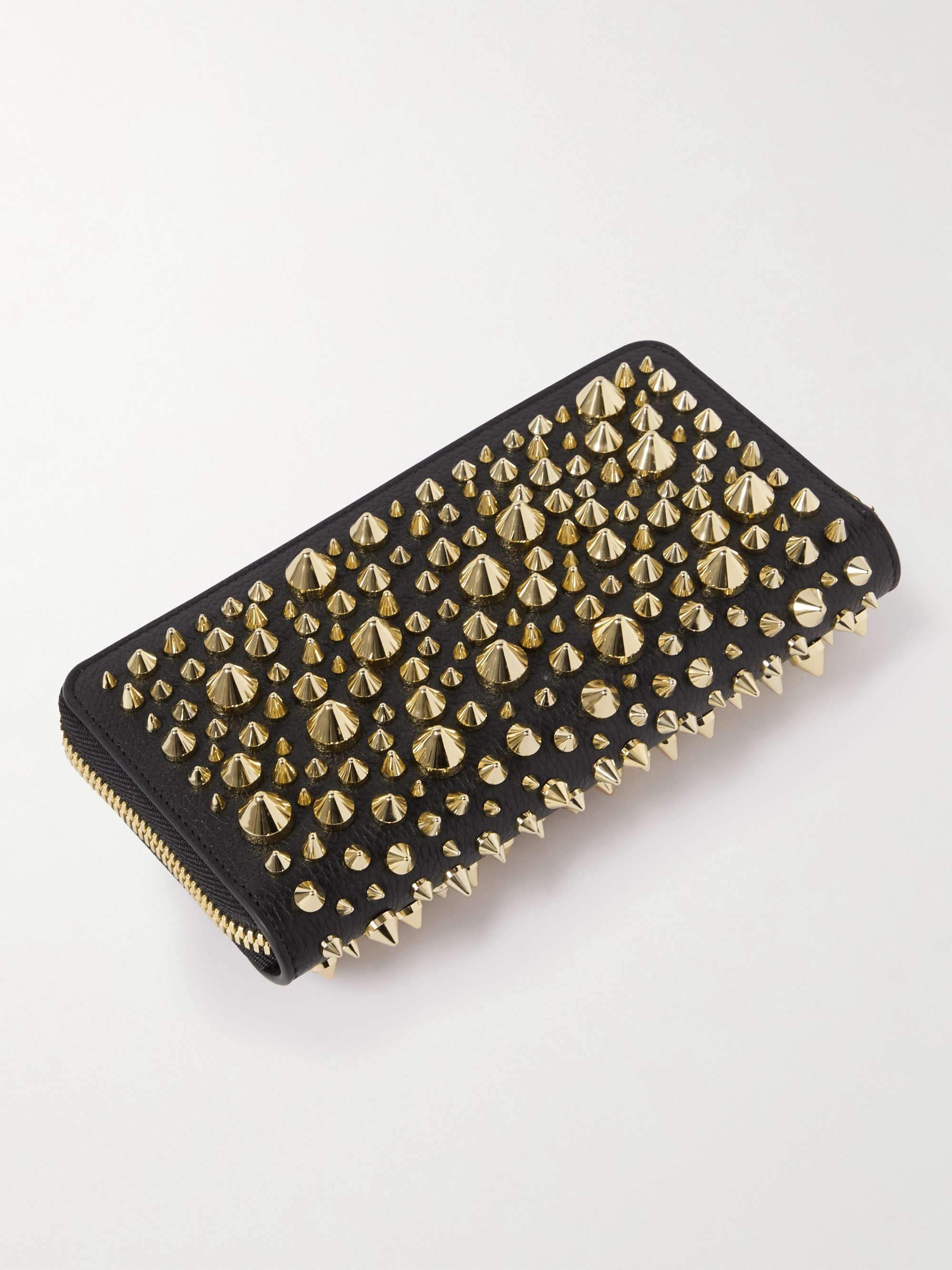 CHRISTIAN LOUBOUTIN Panettone Studded Full-Grain Leather Zip-Around Wallet