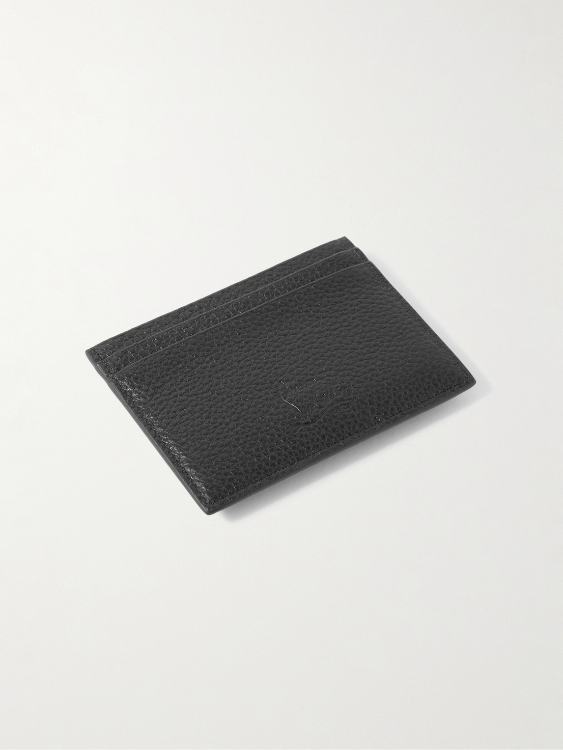Shop Christian Louboutin Kios Studded Full-grain Leather Cardholder In Black