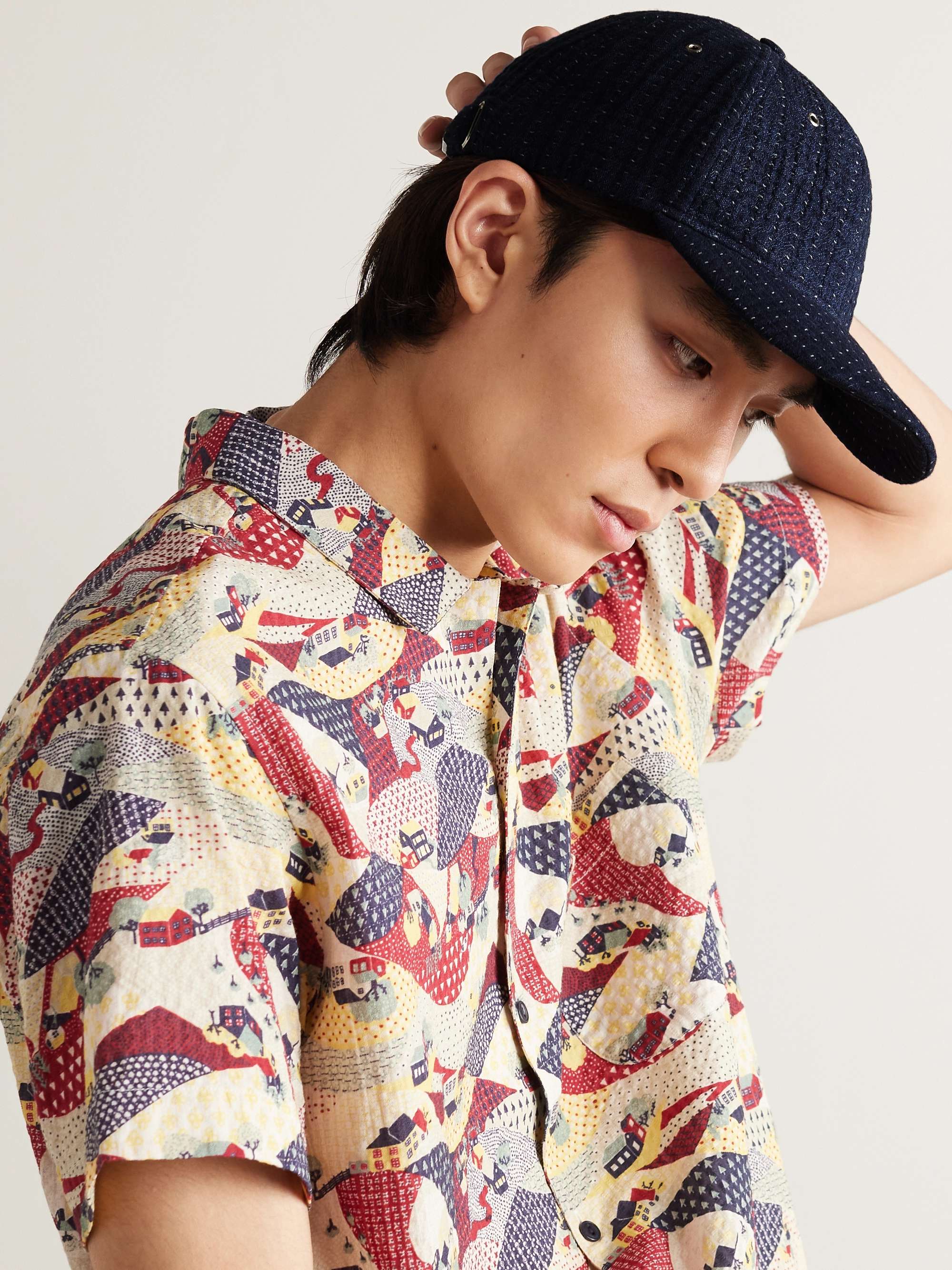 YMC Sashiko Indigo-Dyed Cotton Baseball Cap