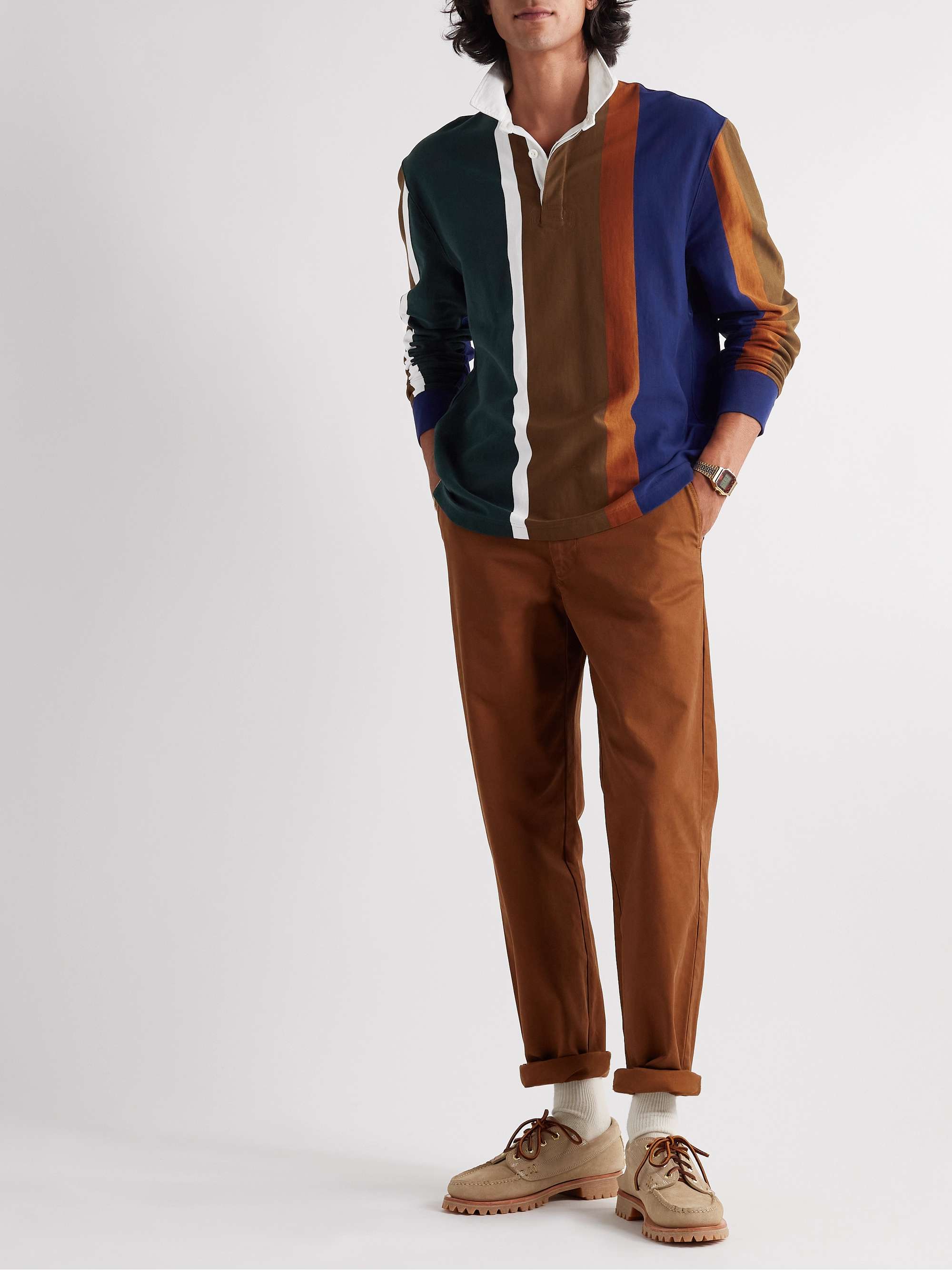 J.CREW Rugby Striped Cotton-Jersey Polo Shirt