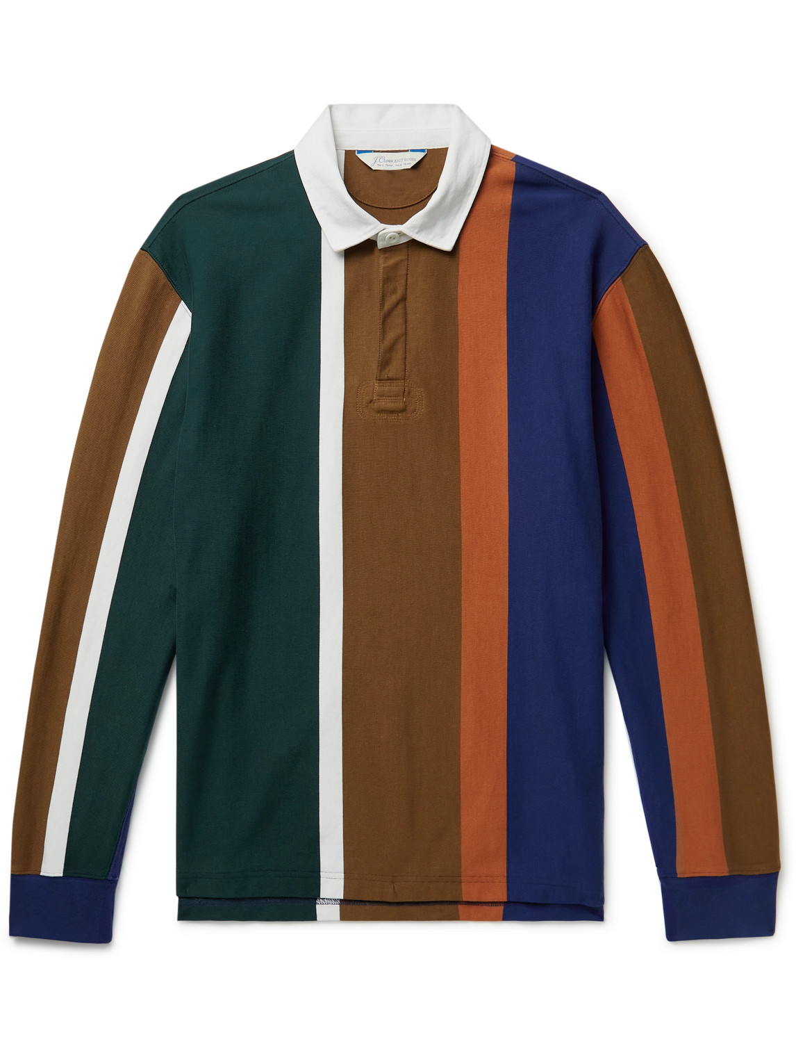 J.crew Rugby Striped Cotton-jersey Polo Shirt In Brown