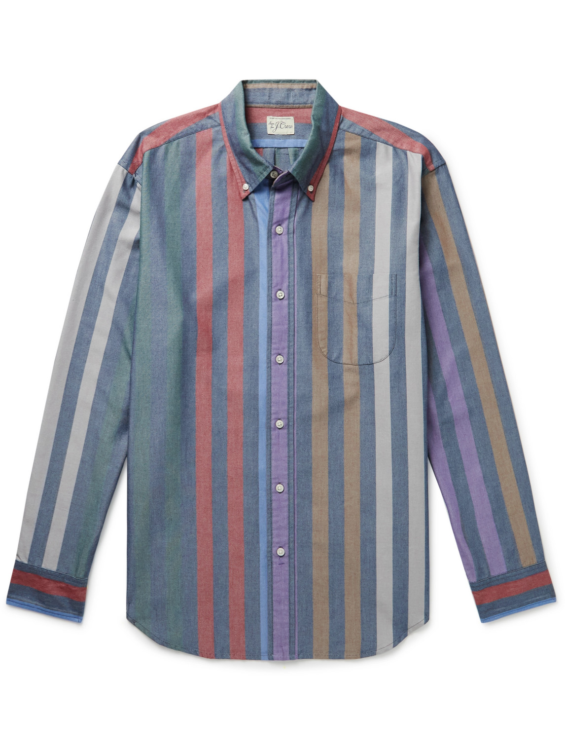 J.crew Button-down Collar Striped Cotton Oxford Shirt In Blue