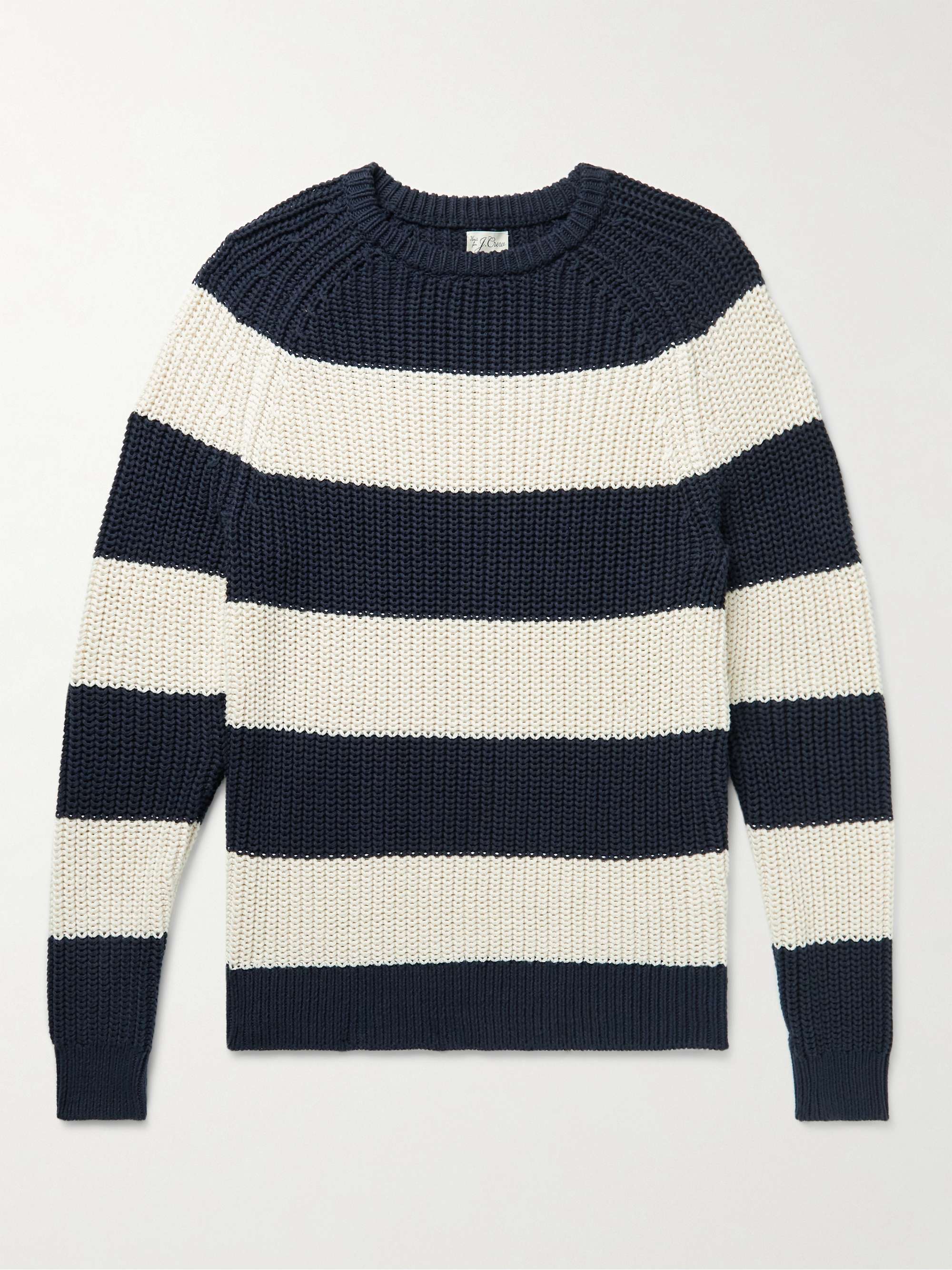 J.CREW Slim-Fit Striped Cotton Sweater for Men | MR PORTER