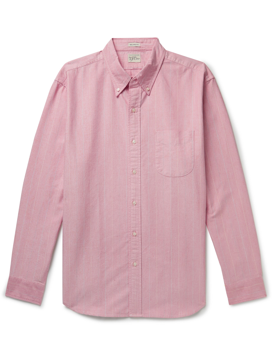 J.crew Button-down Collar Striped Cotton Oxford Shirt In Pink