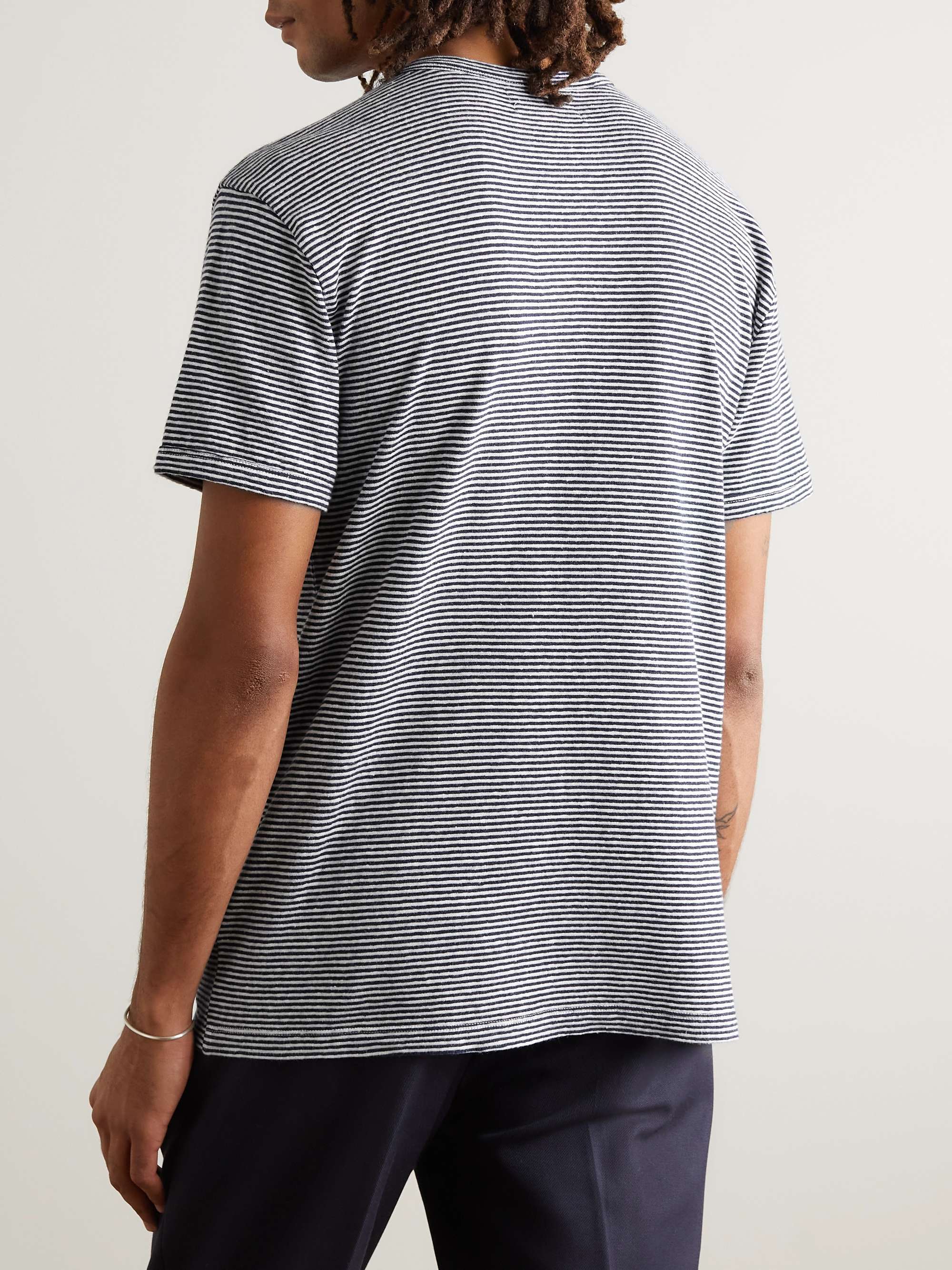 OFFICINE GÉNÉRALE Striped Cotton and Linen-Blend T-Shirt