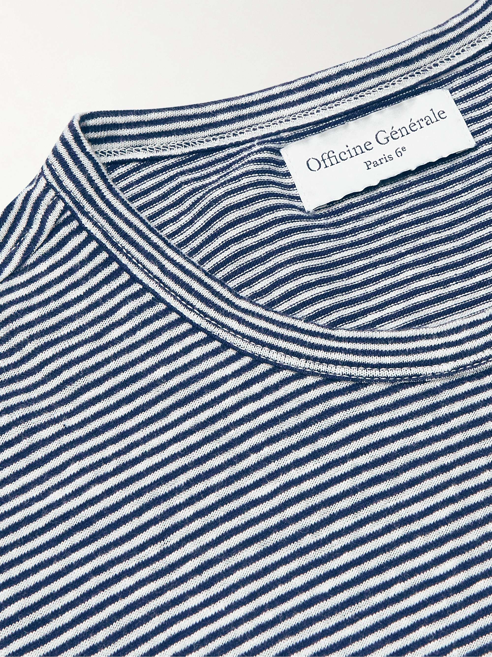 OFFICINE GÉNÉRALE Striped Cotton and Linen-Blend T-Shirt