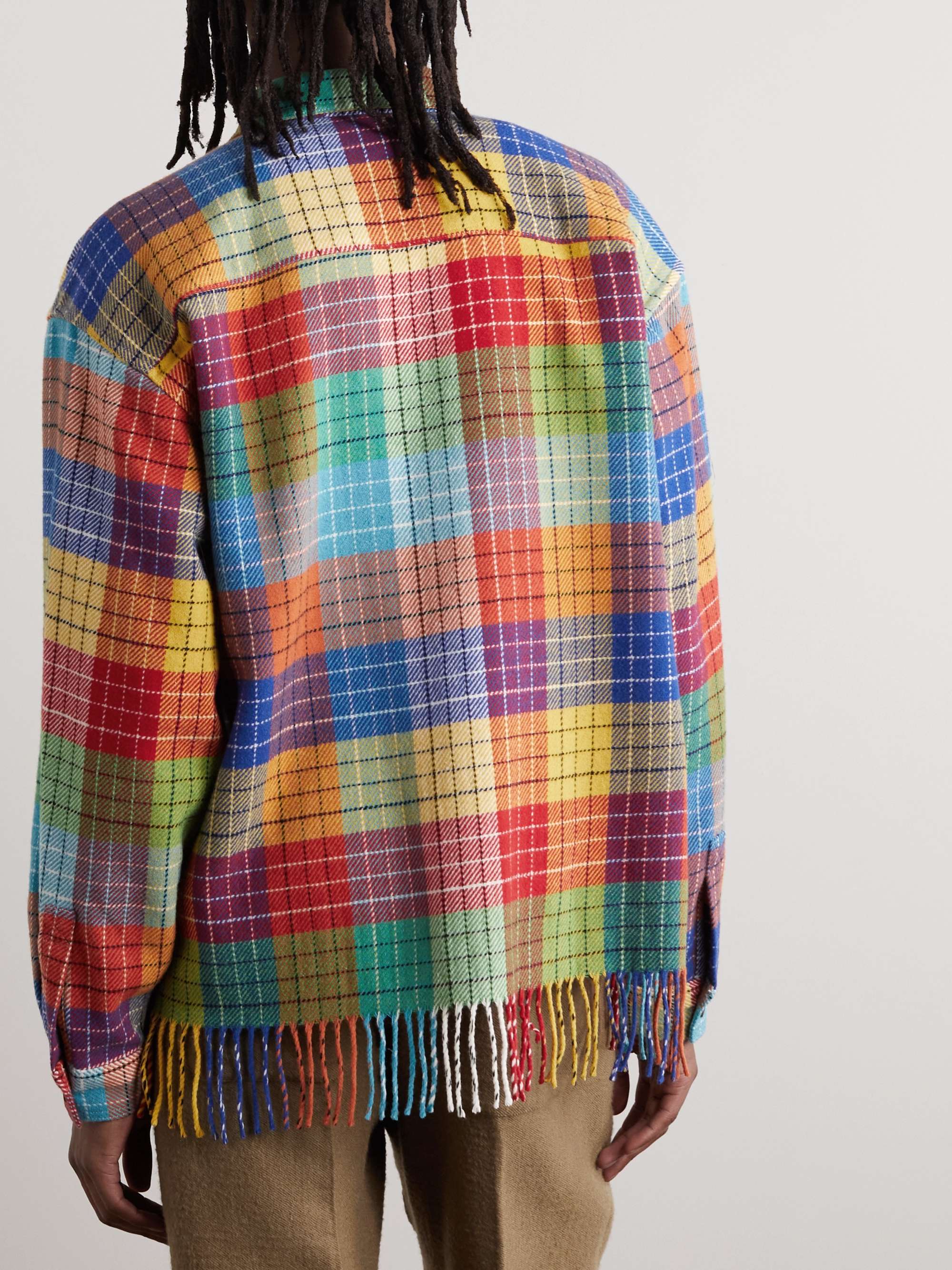 YMC Ryder Fringed Checked Flannel Overshirt