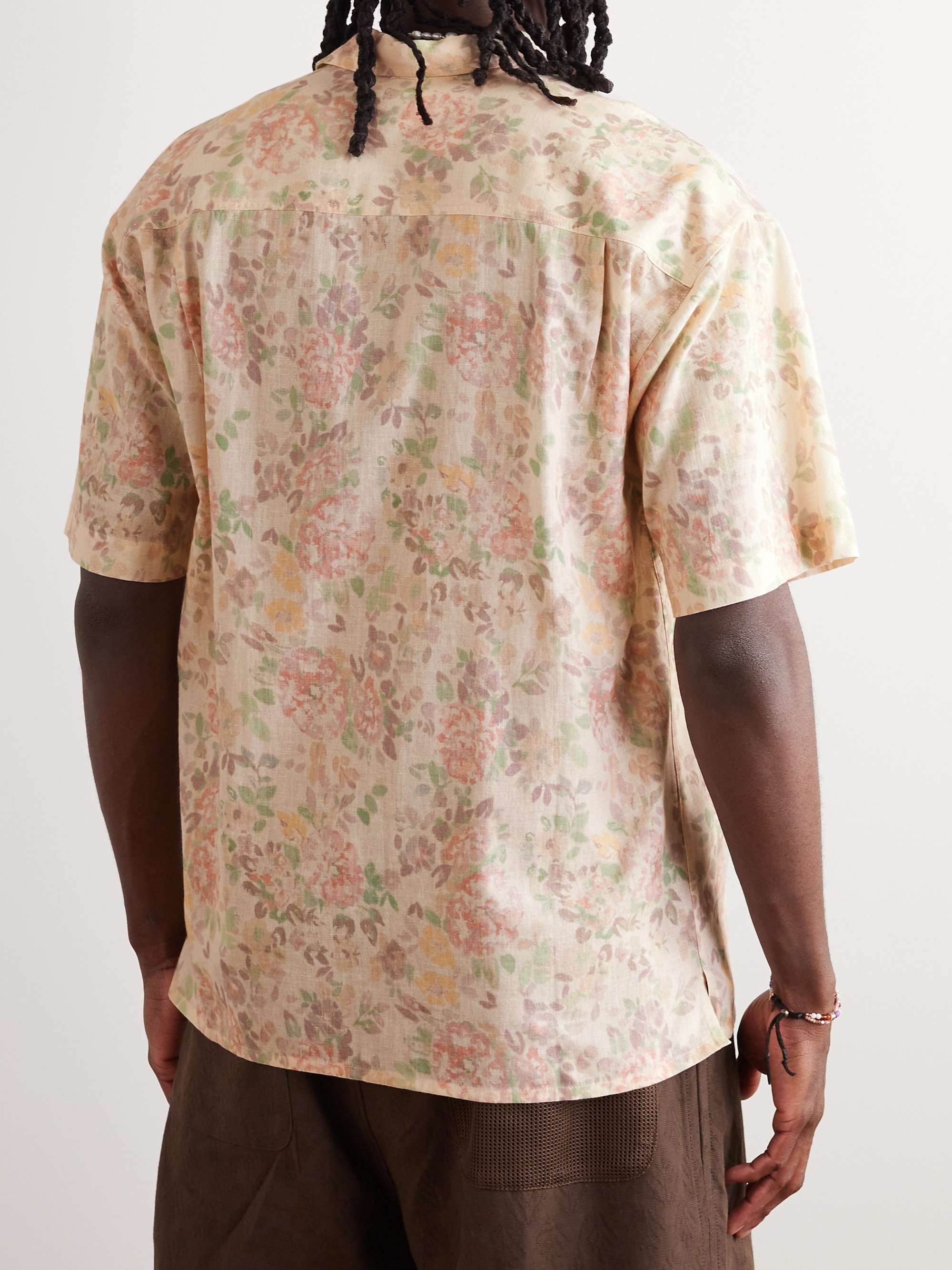 YMC Mitchum Floral-Print Cotton and Linen-Blend Shirt