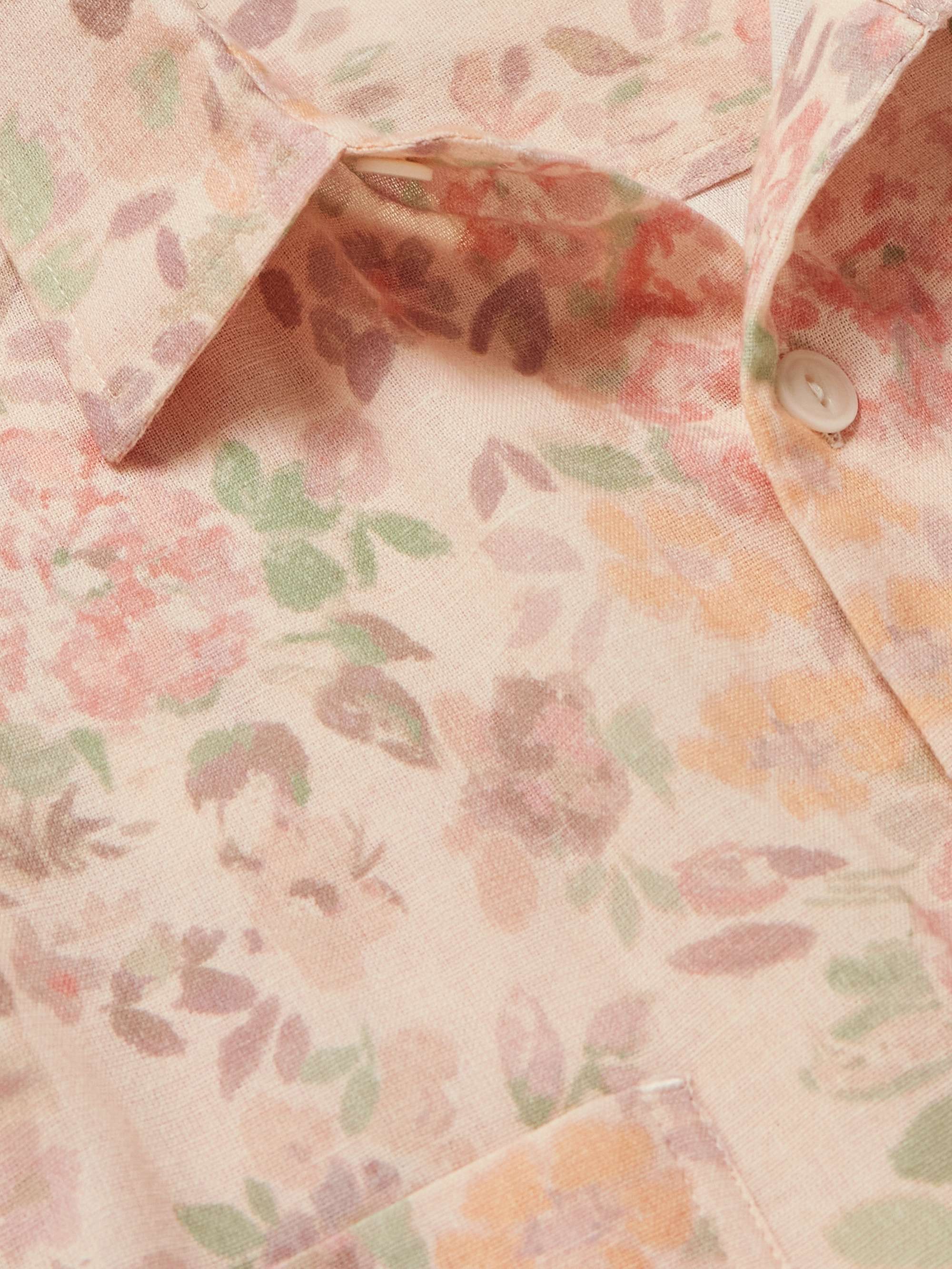 YMC Mitchum Floral-Print Cotton and Linen-Blend Shirt