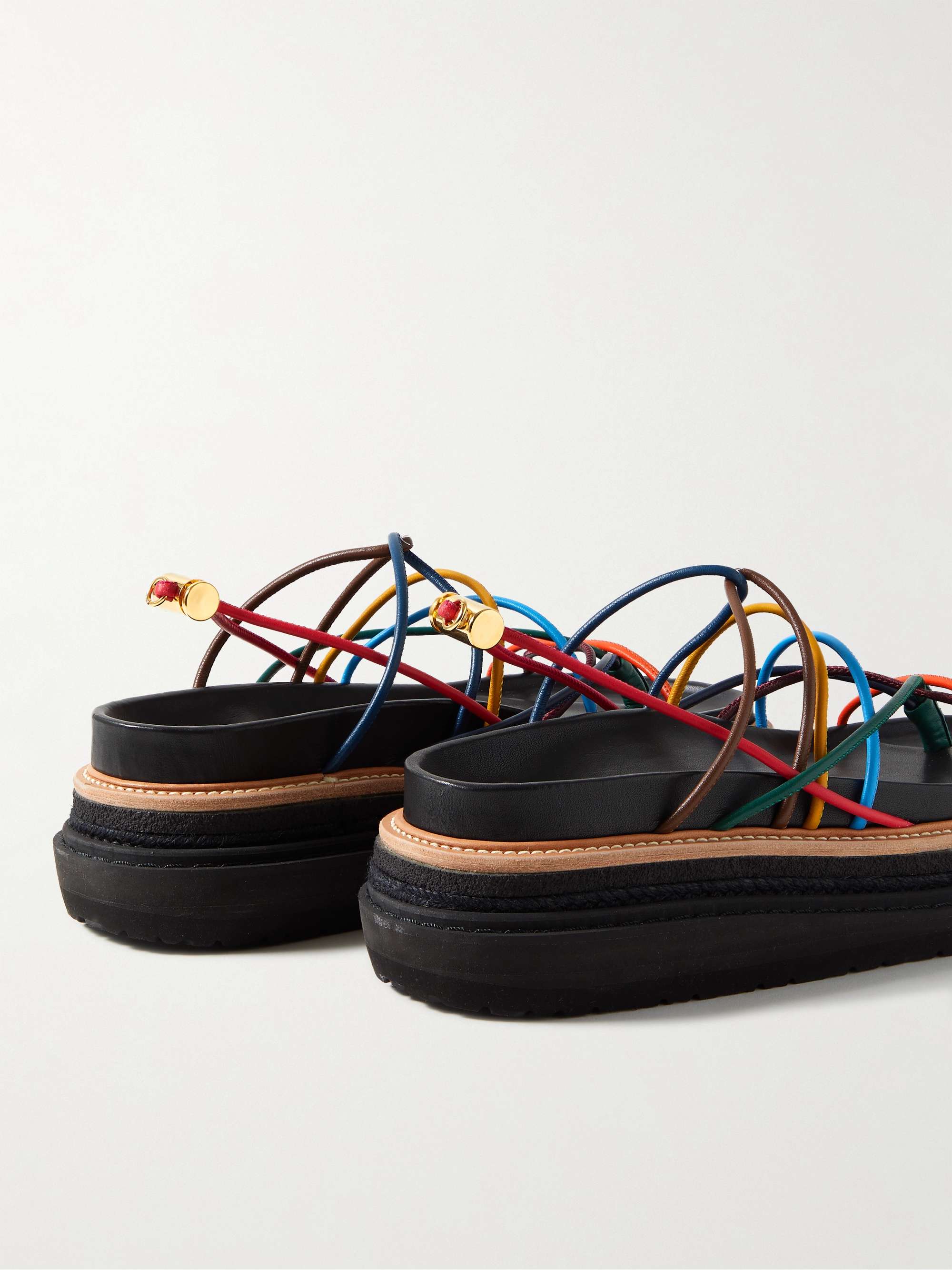 SACAI Leather Platform Sandals