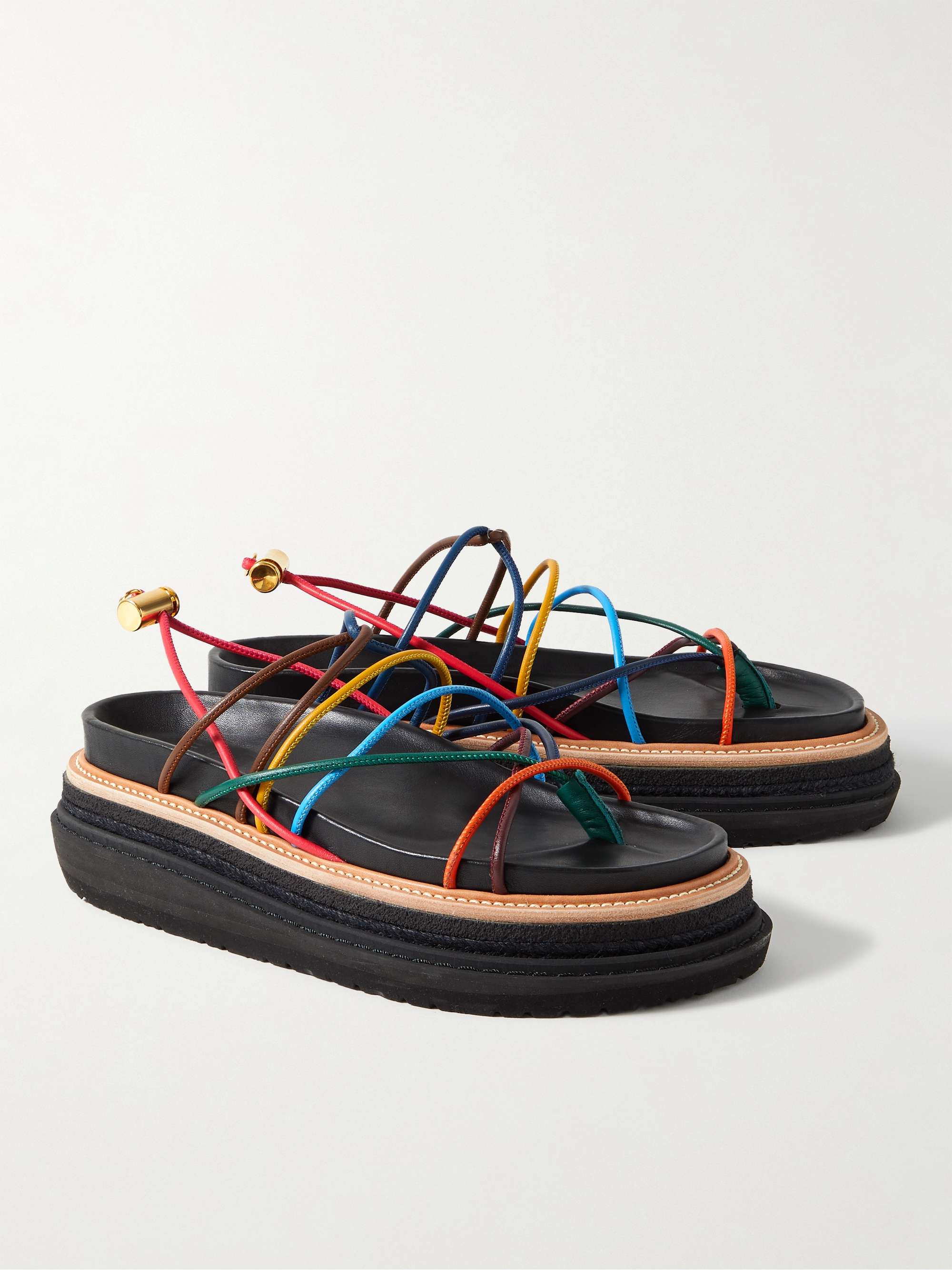 SACAI Leather Platform Sandals