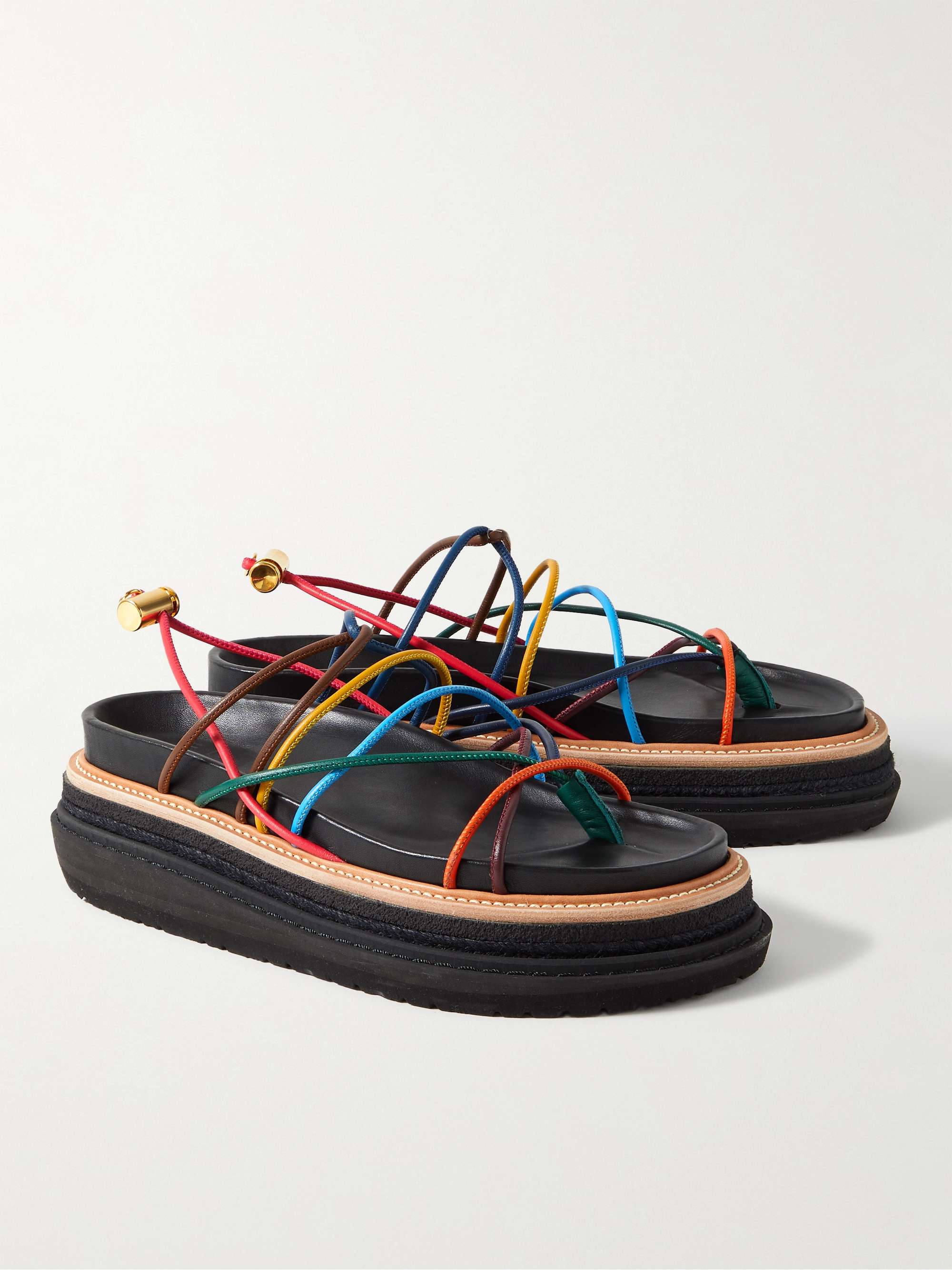 SACAI Leather Platform Sandals for Men | MR PORTER