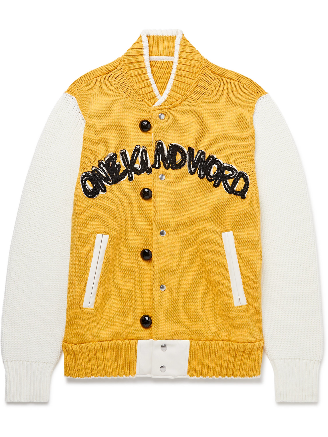 Eric Haze Embroidered Cotton-Blend and Leather Varsity Jacket